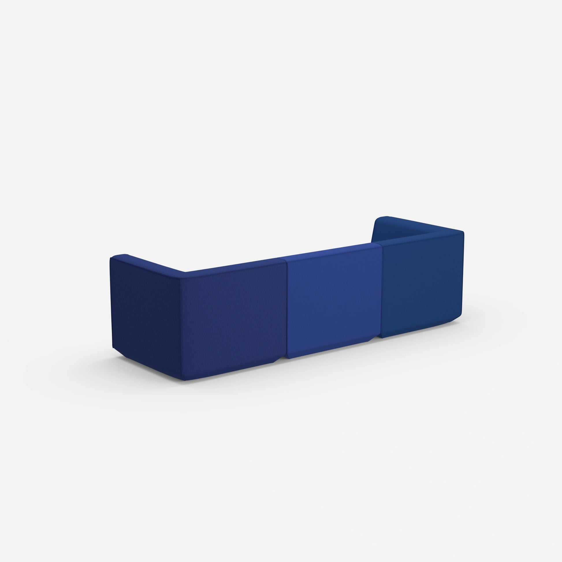 Modular sofa in blue from behind