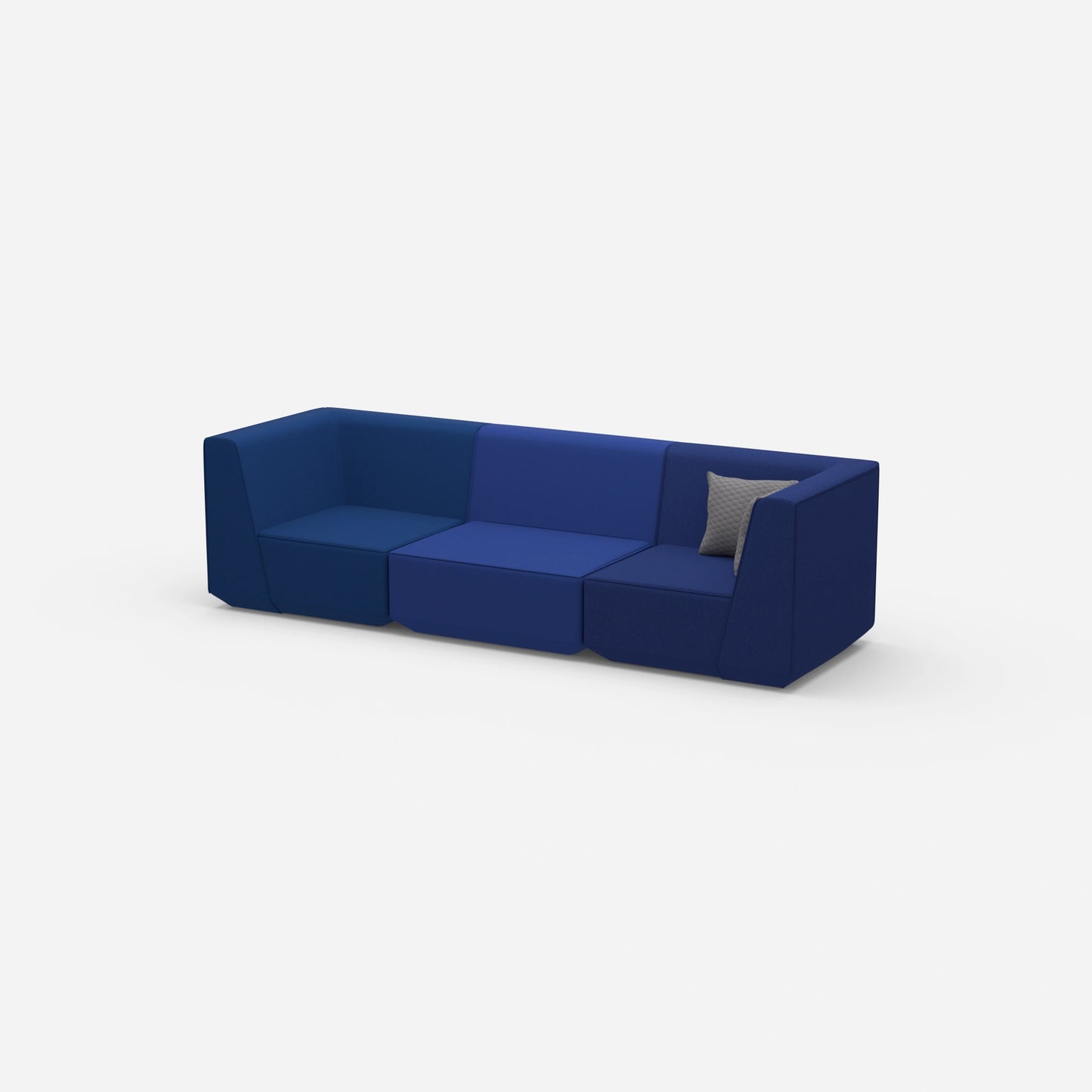 Modular sofa in blue from the side