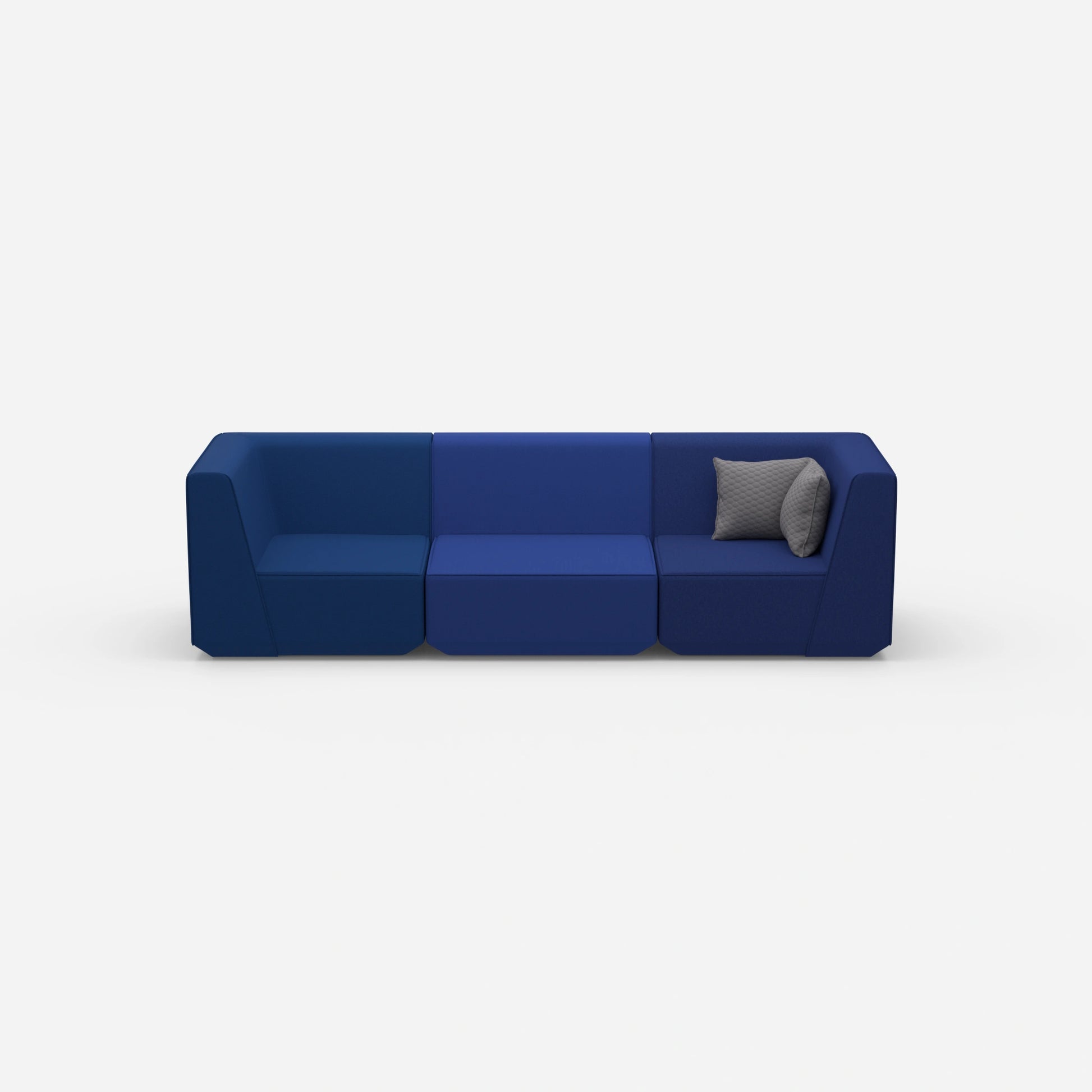 Modular sofa in blue from the front