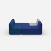 Modular sofa in blue and grey from the front
