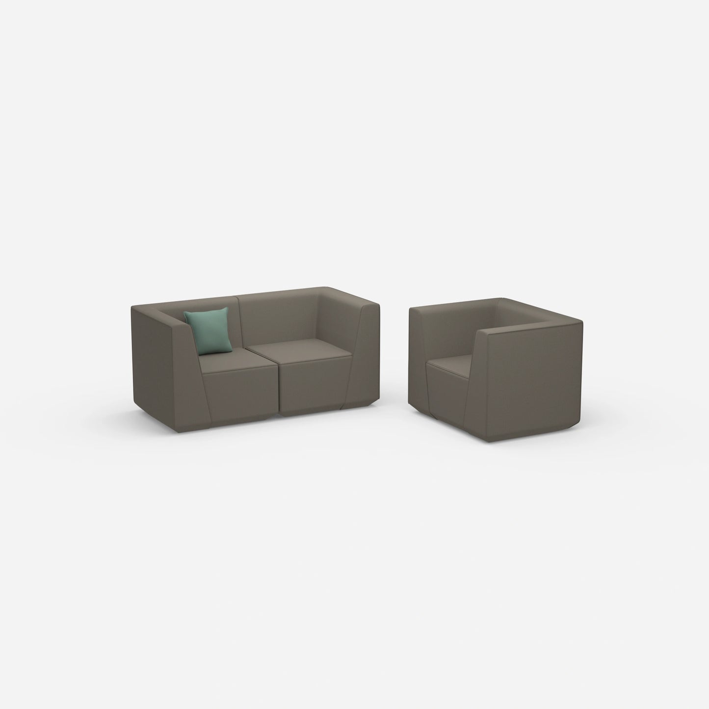 Modular sofa with armchair from the side