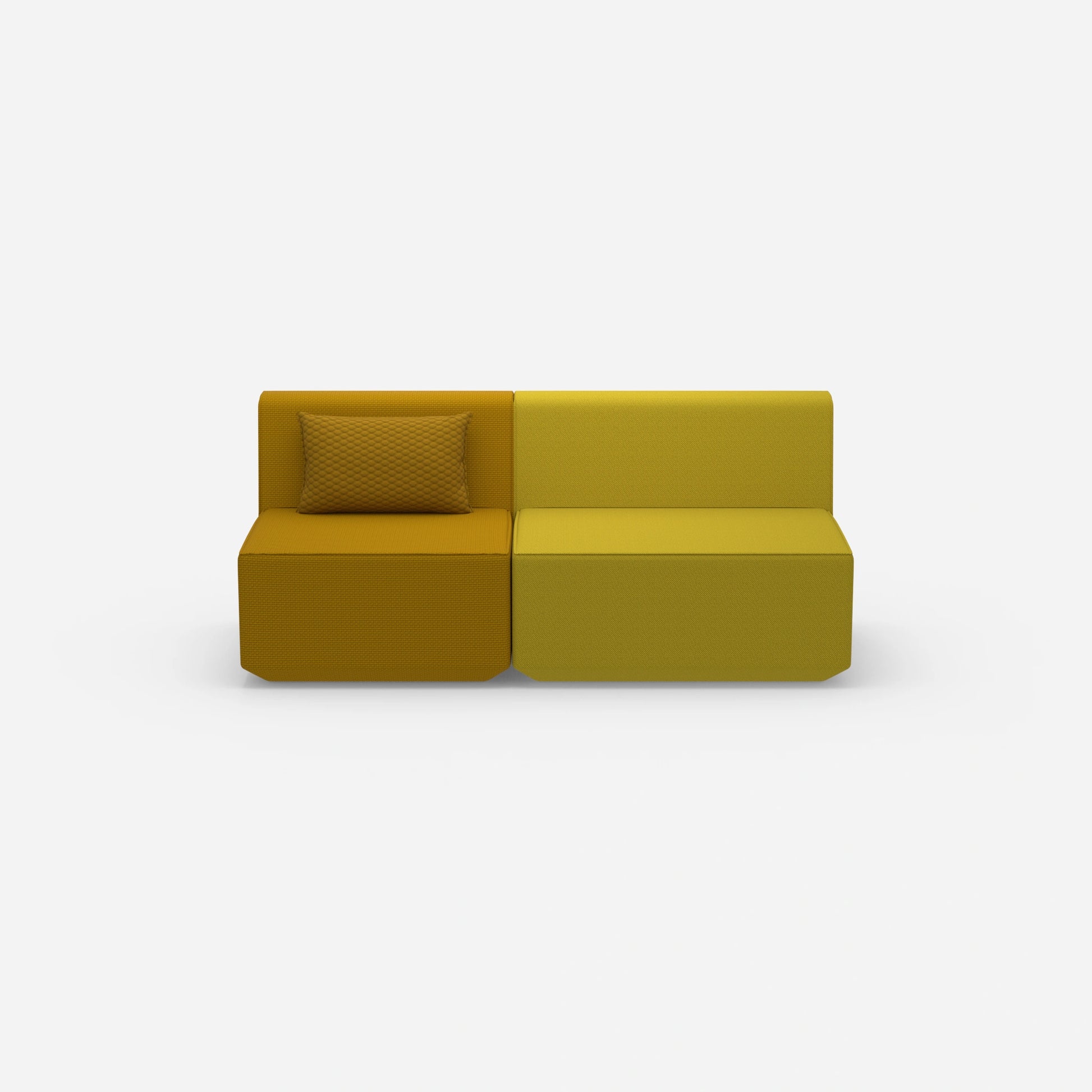 Modular sofa without armrest from the front