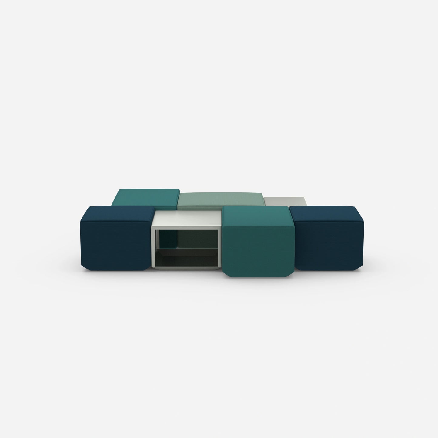 Upholstered bench without backrest from the front