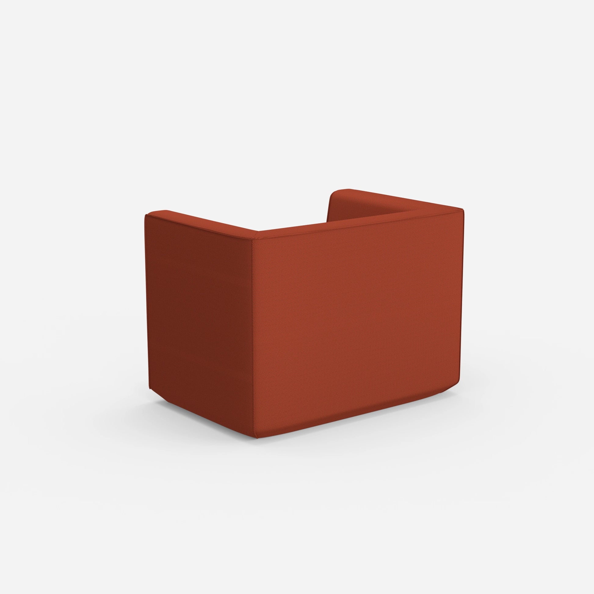 Upholstered armchair from behind