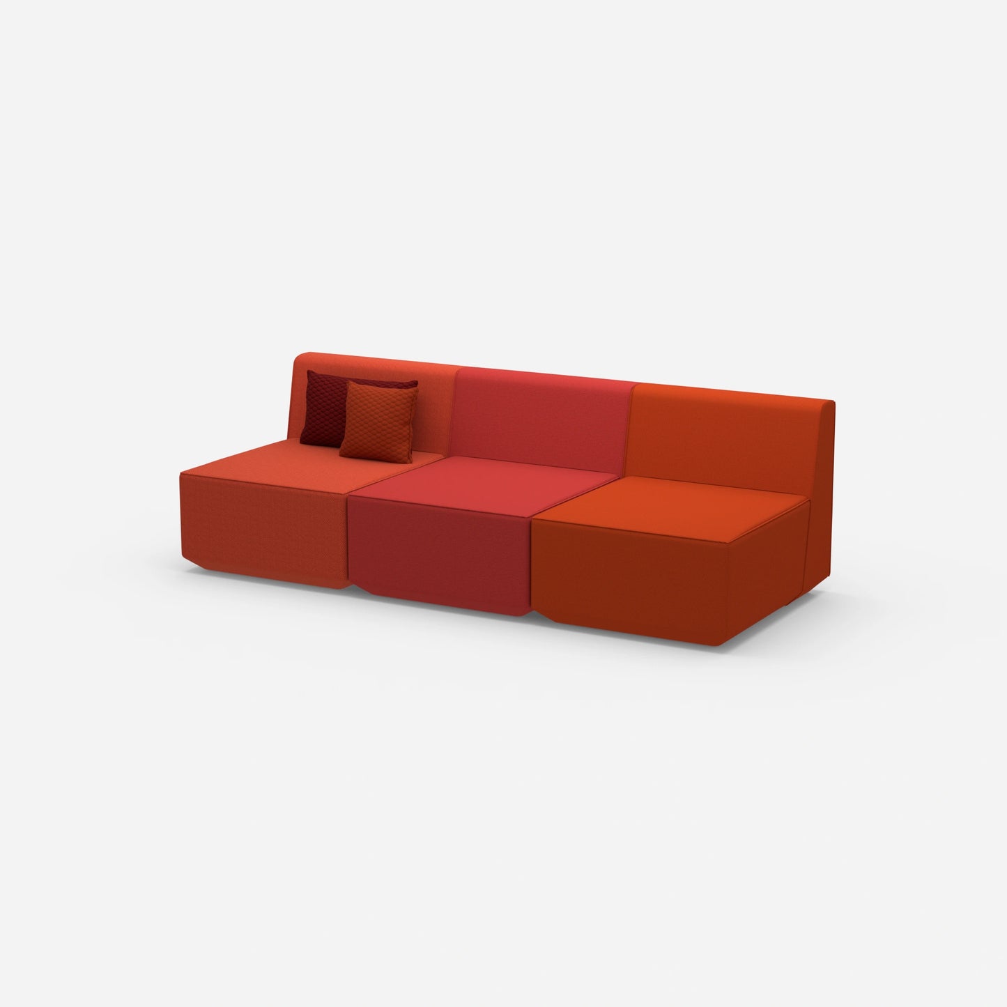 Red 3 seater sofas from the side