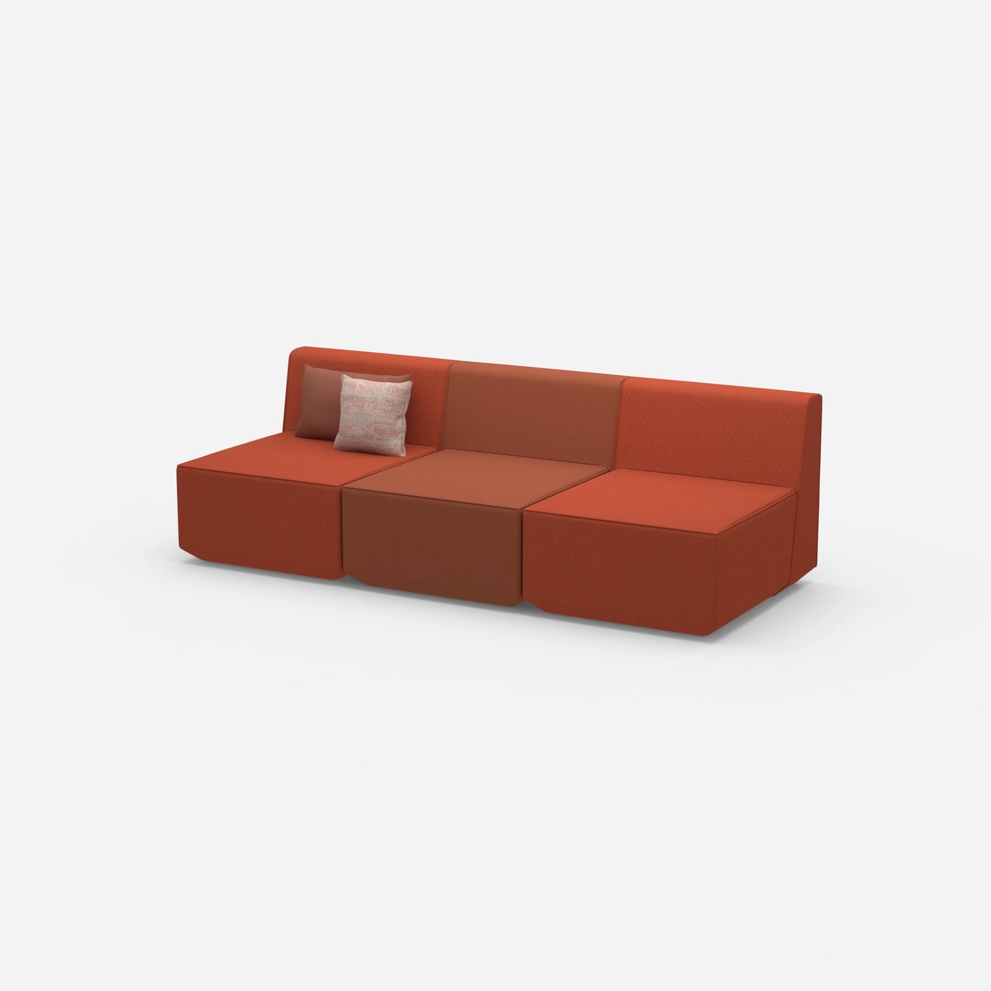 Red 3 seater sofas from the side