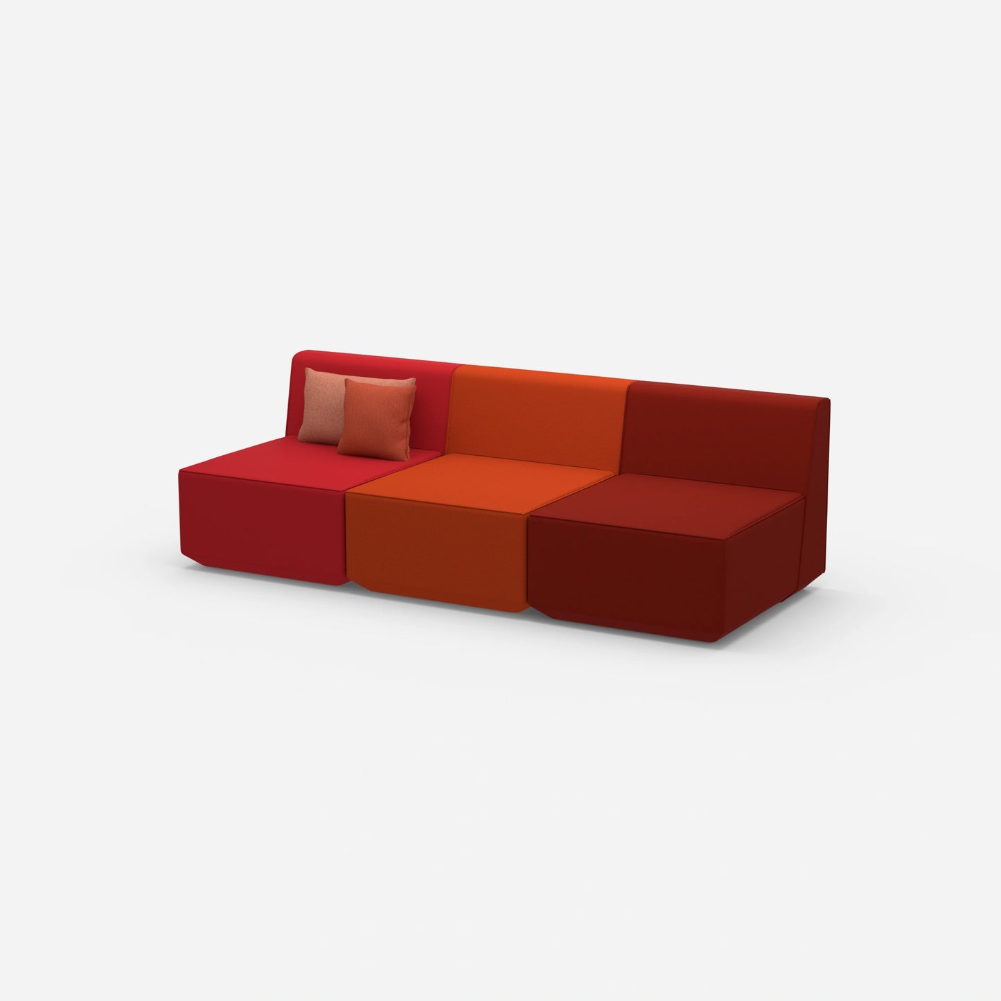 Red 3 seater sofas from the side