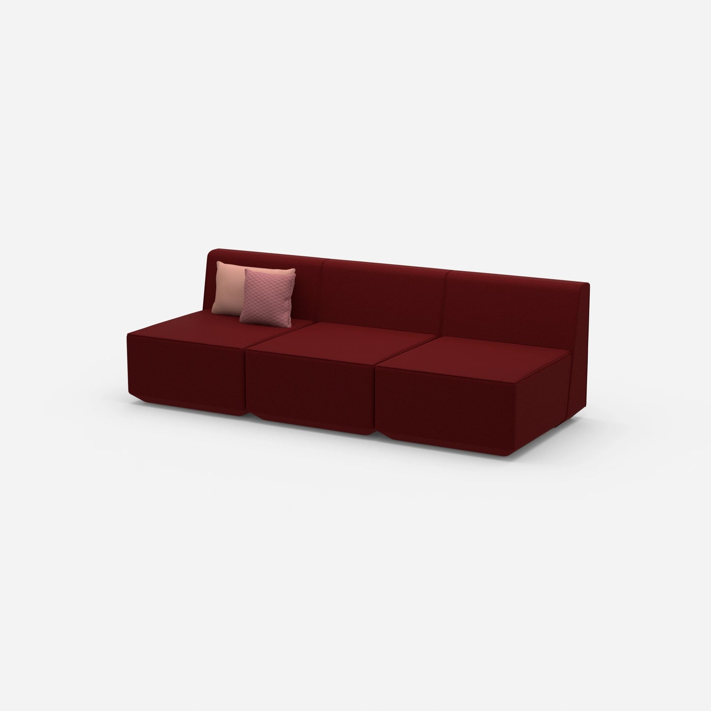 Red 3 seater sofas from the side