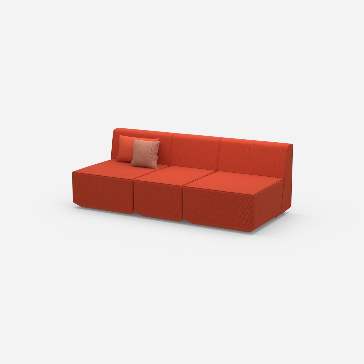 Red three-seater sofa from the side
