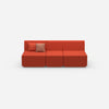 Red three-seater sofa from the front