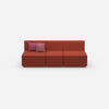 Red three-seater sofa from the front