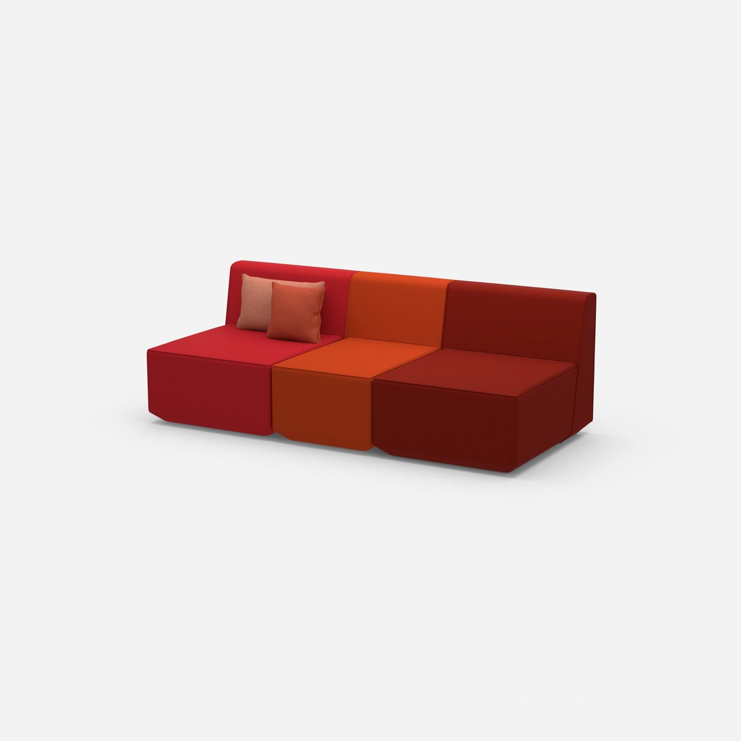 Red three-seater sofa from the side