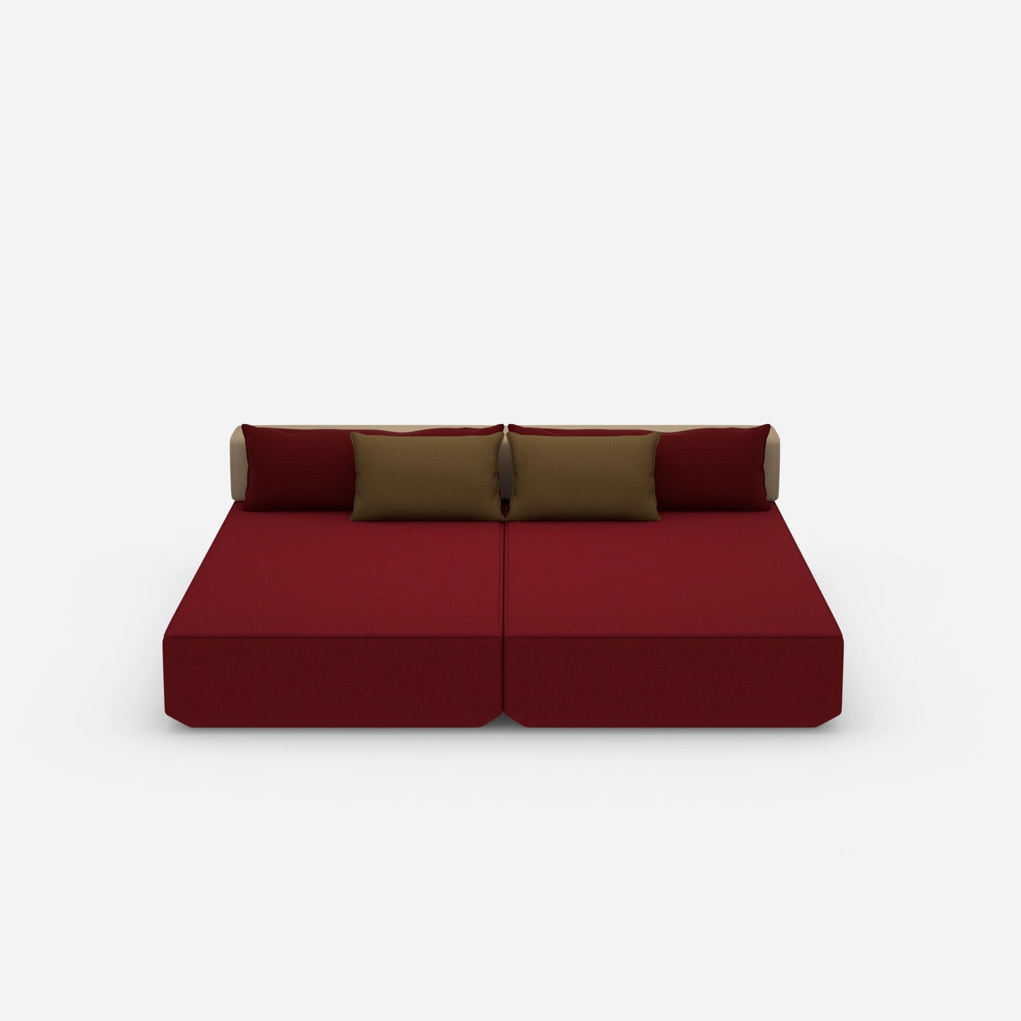 Sofa bed for 2 people, viewed from the front