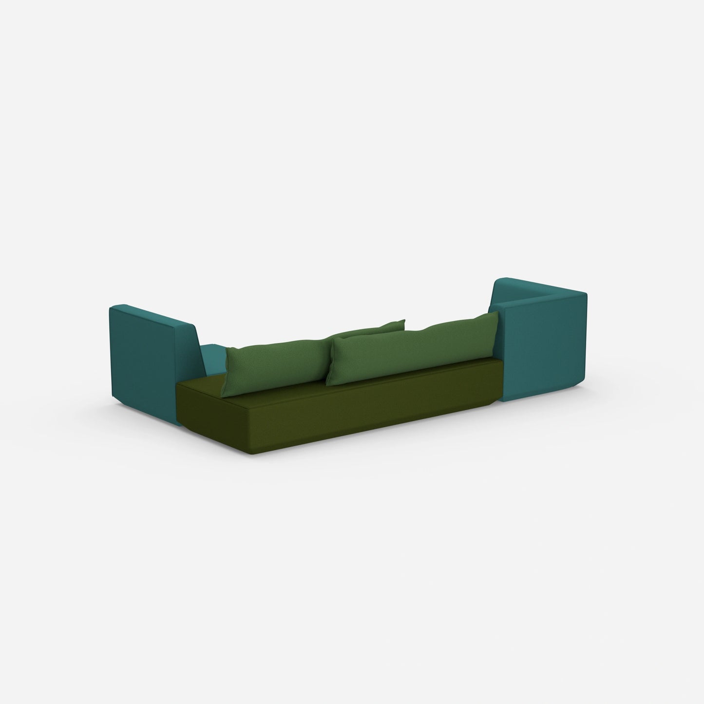 Compact sofa bed from behind