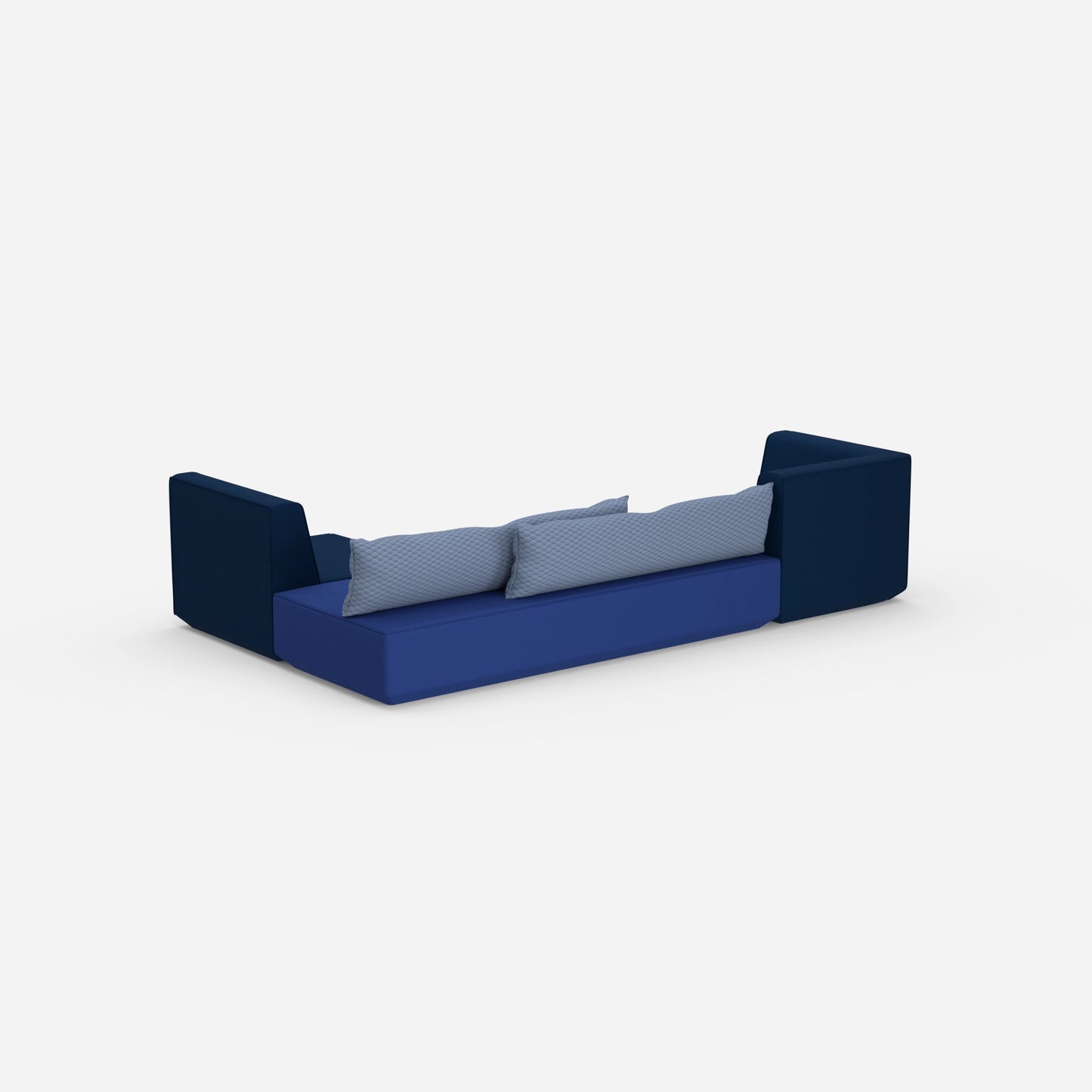 Compact sofa bed from behind