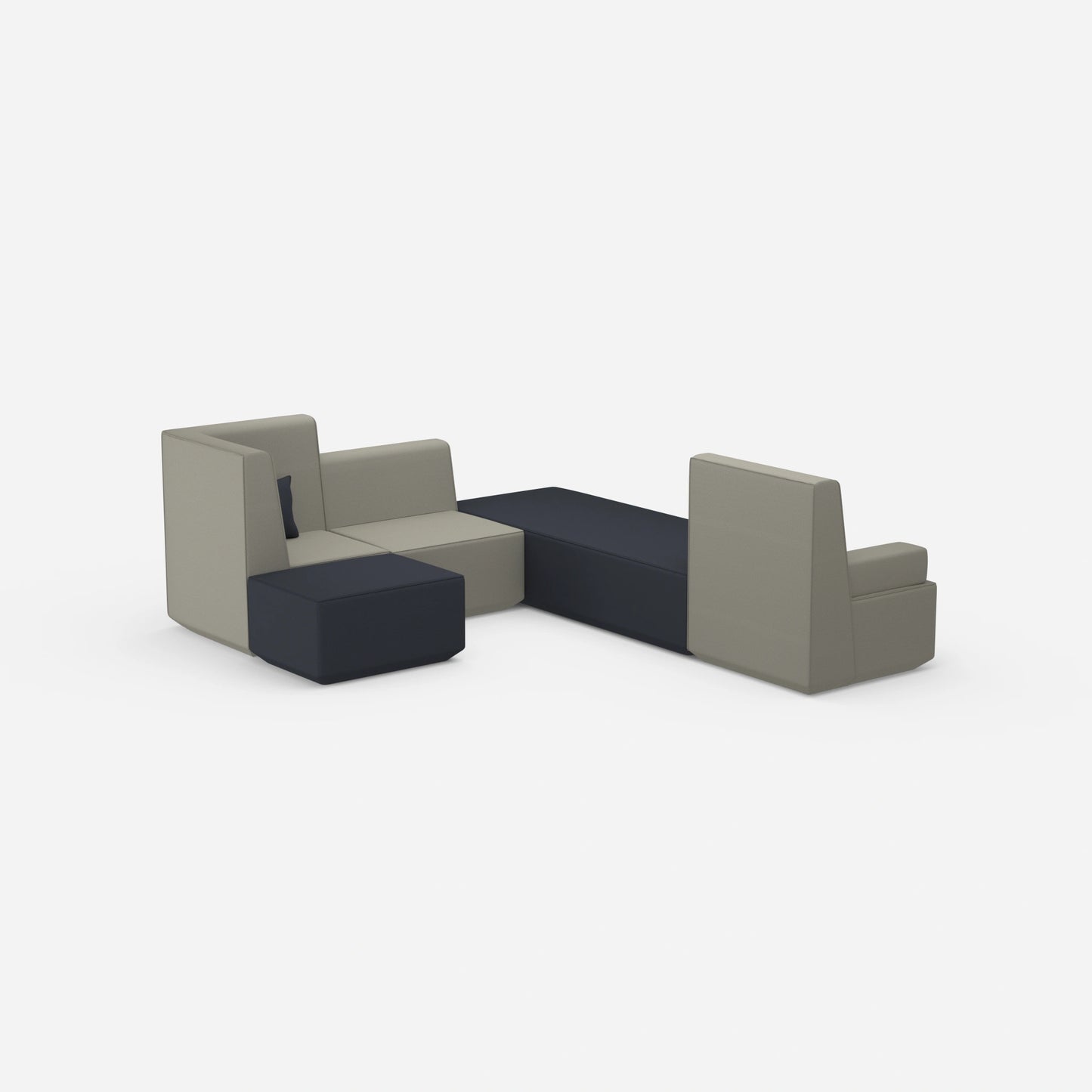 Small L-shaped sofa bed from behind