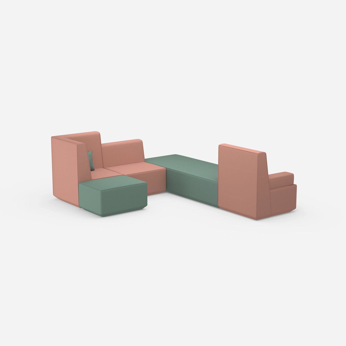 Small L-shaped sofa bed from behind