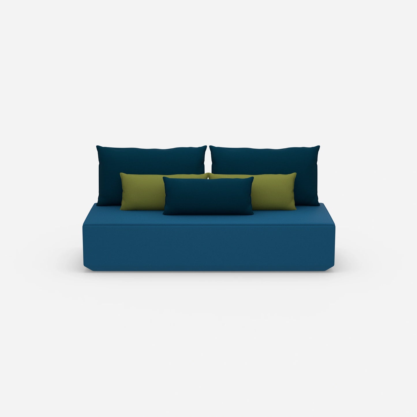 Sofa bed, longitudinal sleeper, viewed from the front