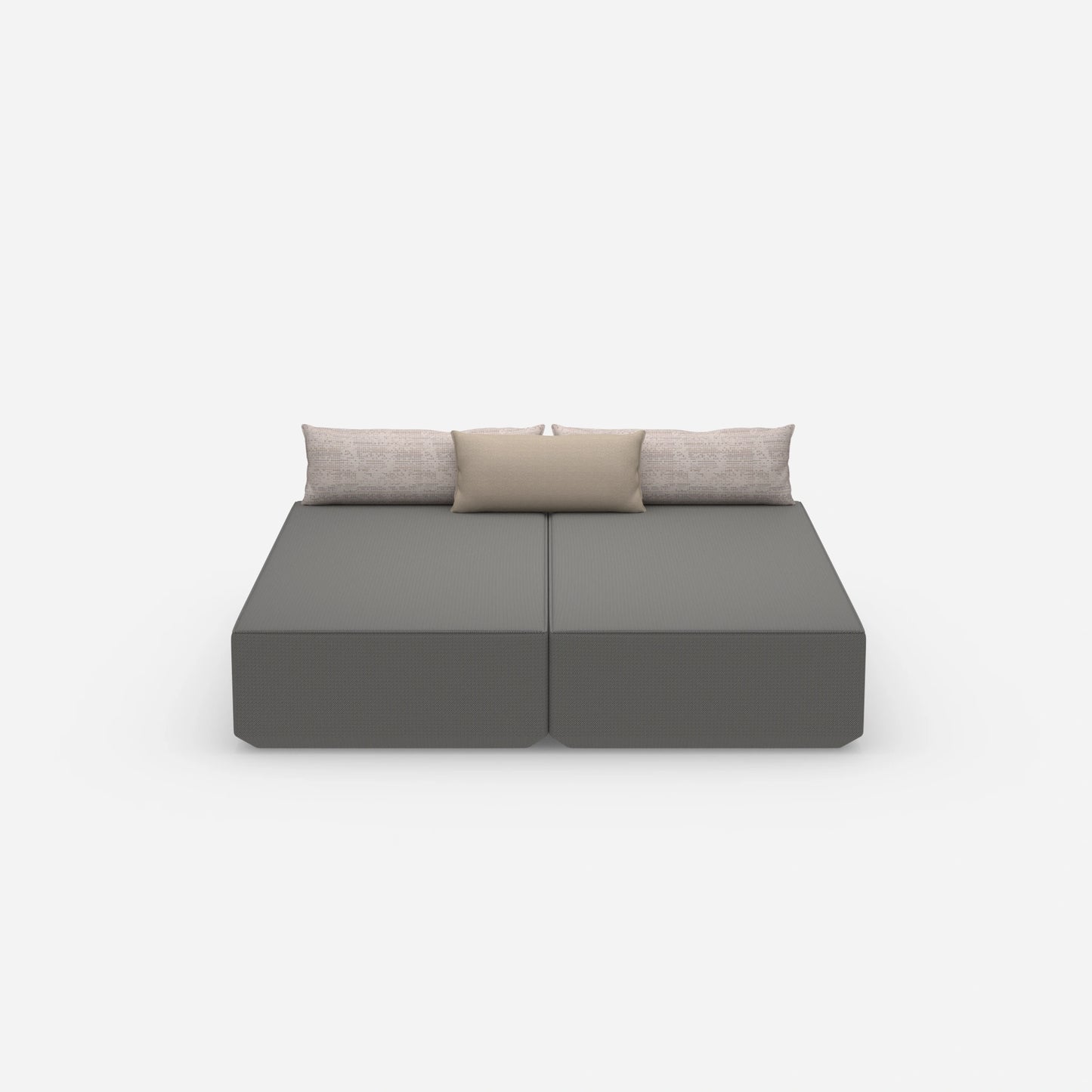 Sofa bed with large sleeping surface from the front