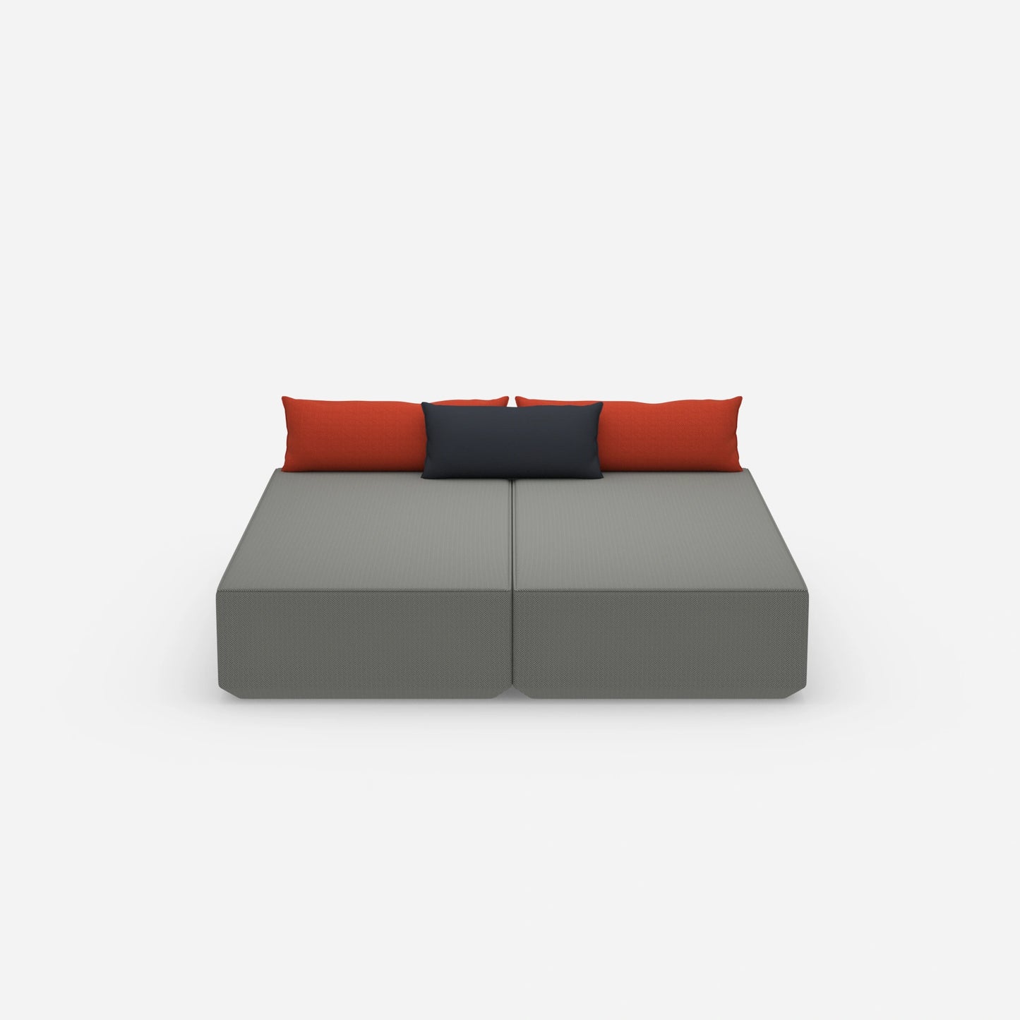 Sofa bed with large sleeping surface from the front