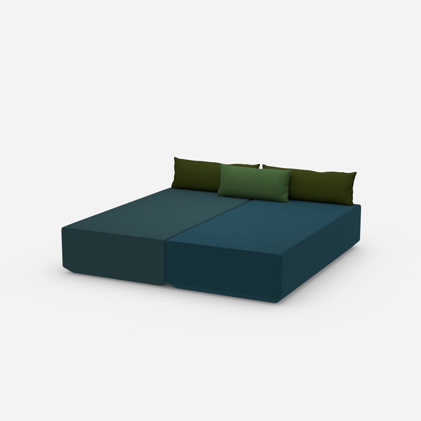Sofa bed with large sleeping surface from the side