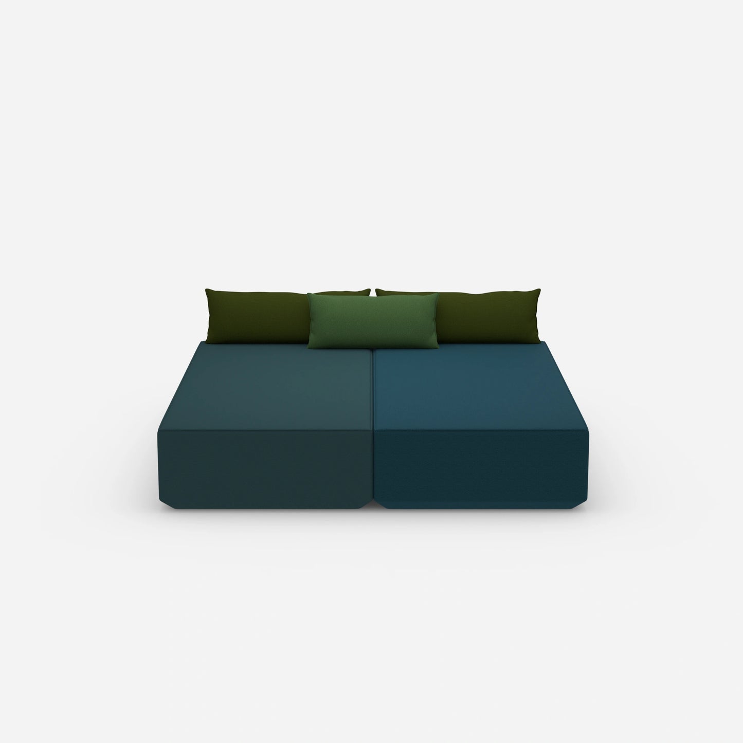 Sofa bed with large sleeping surface from the front