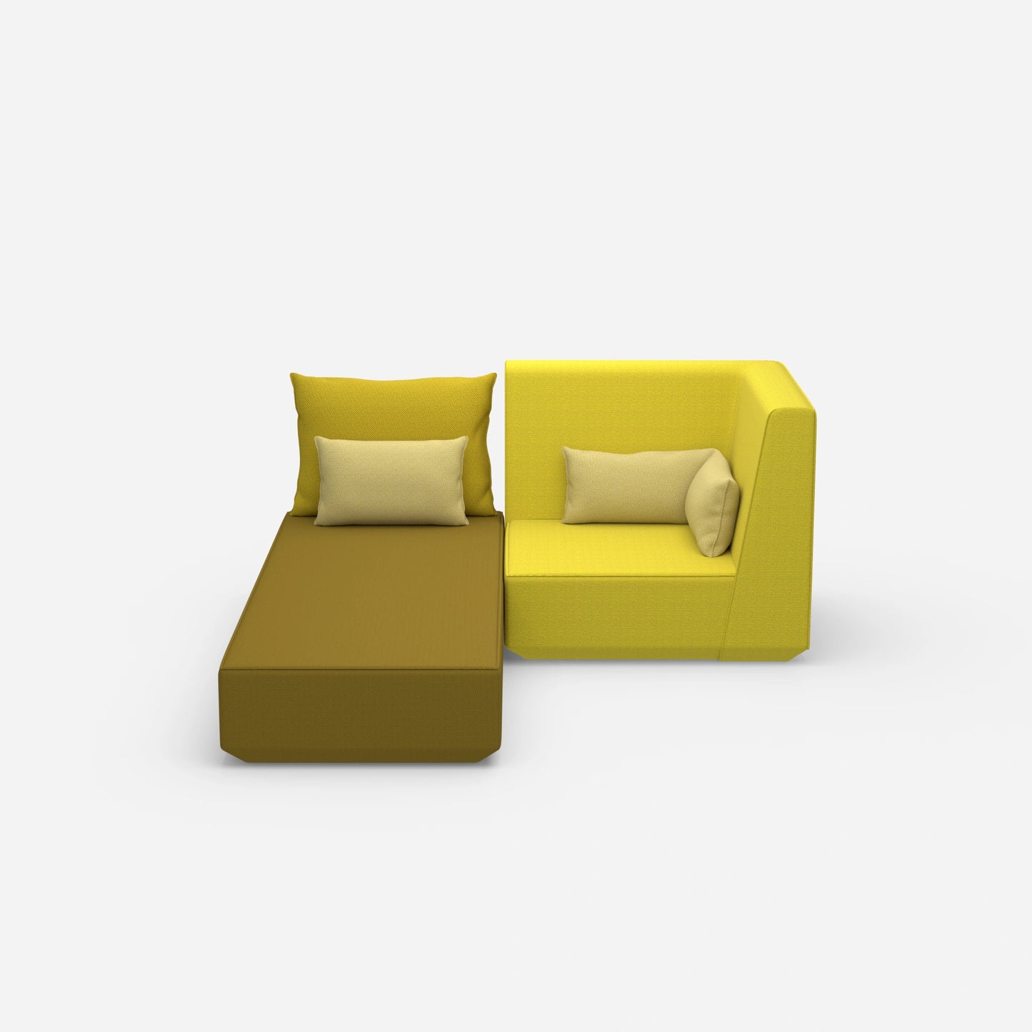Sofa bed with armchair from the front