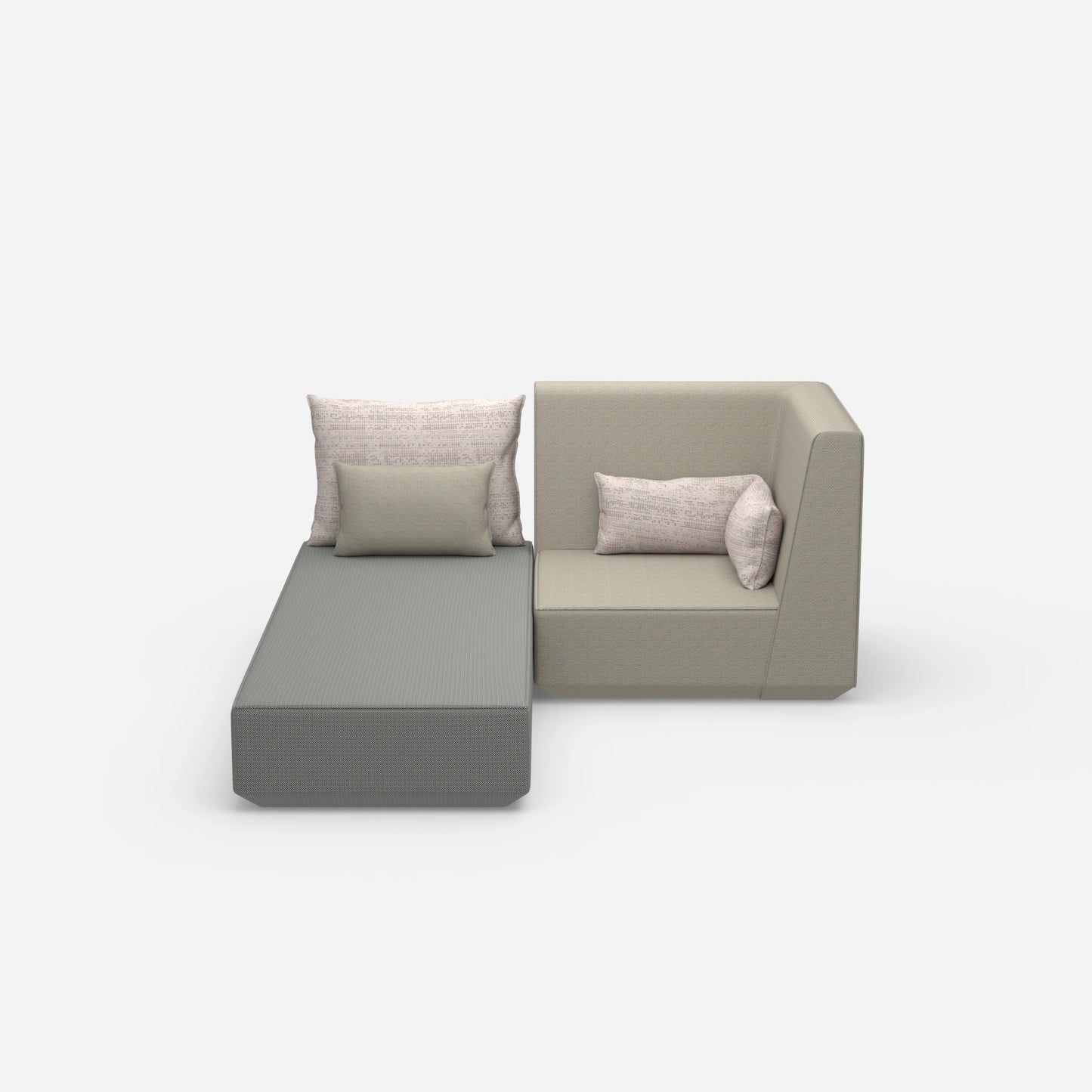 Sofa bed with armchair from the front