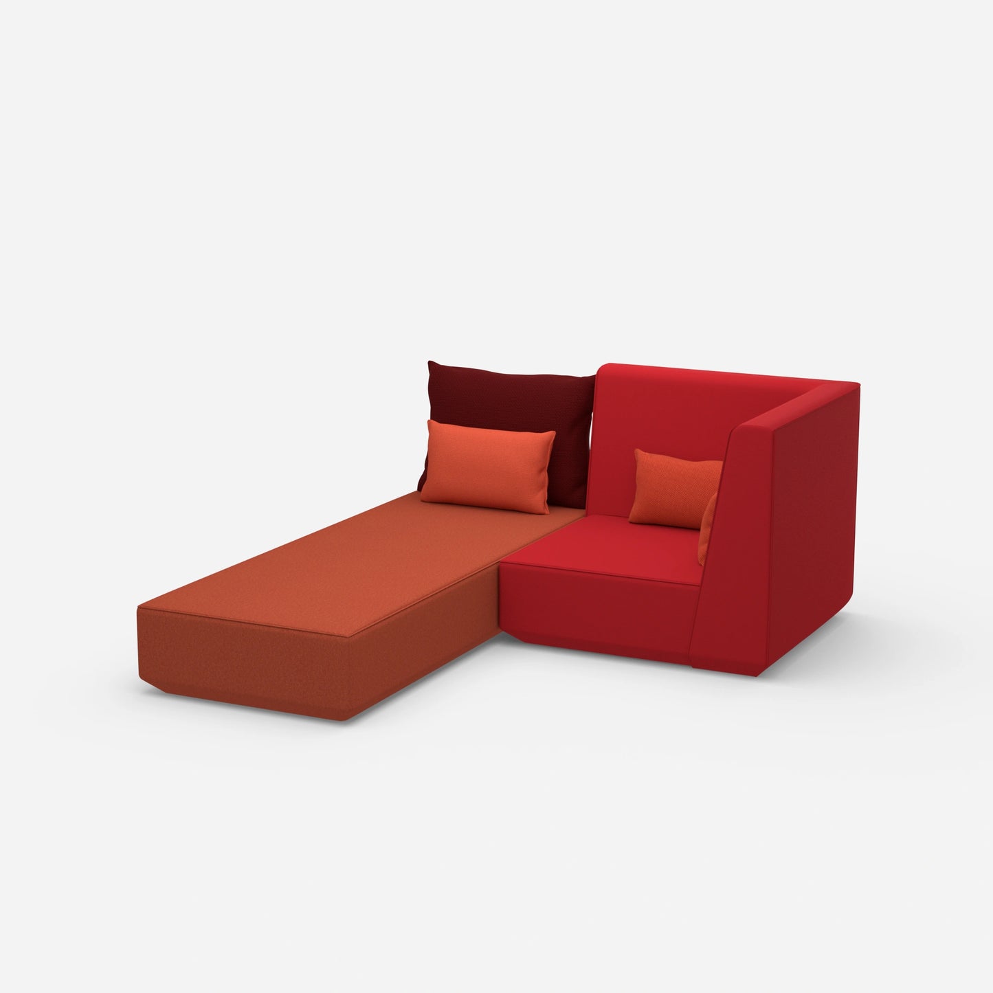 Sofa bed with armchair from the side