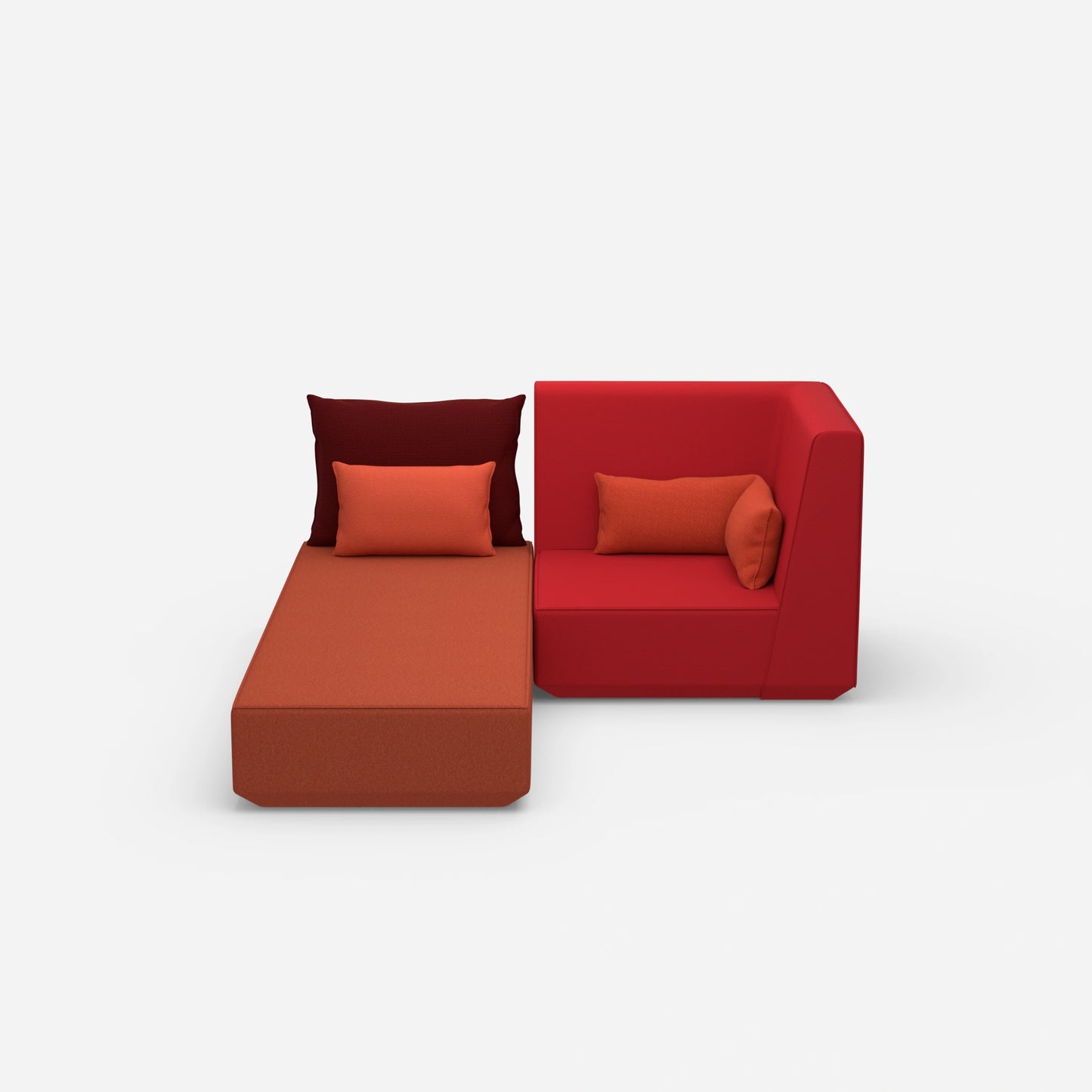 Sofa bed with armchair from the front