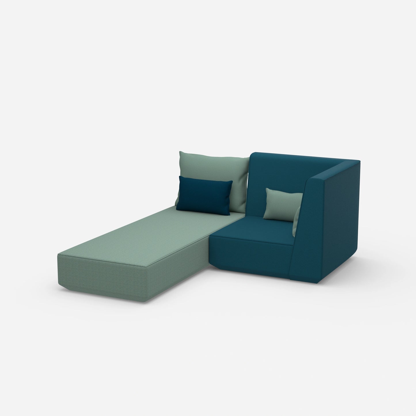 Sofa bed with armchair from the side