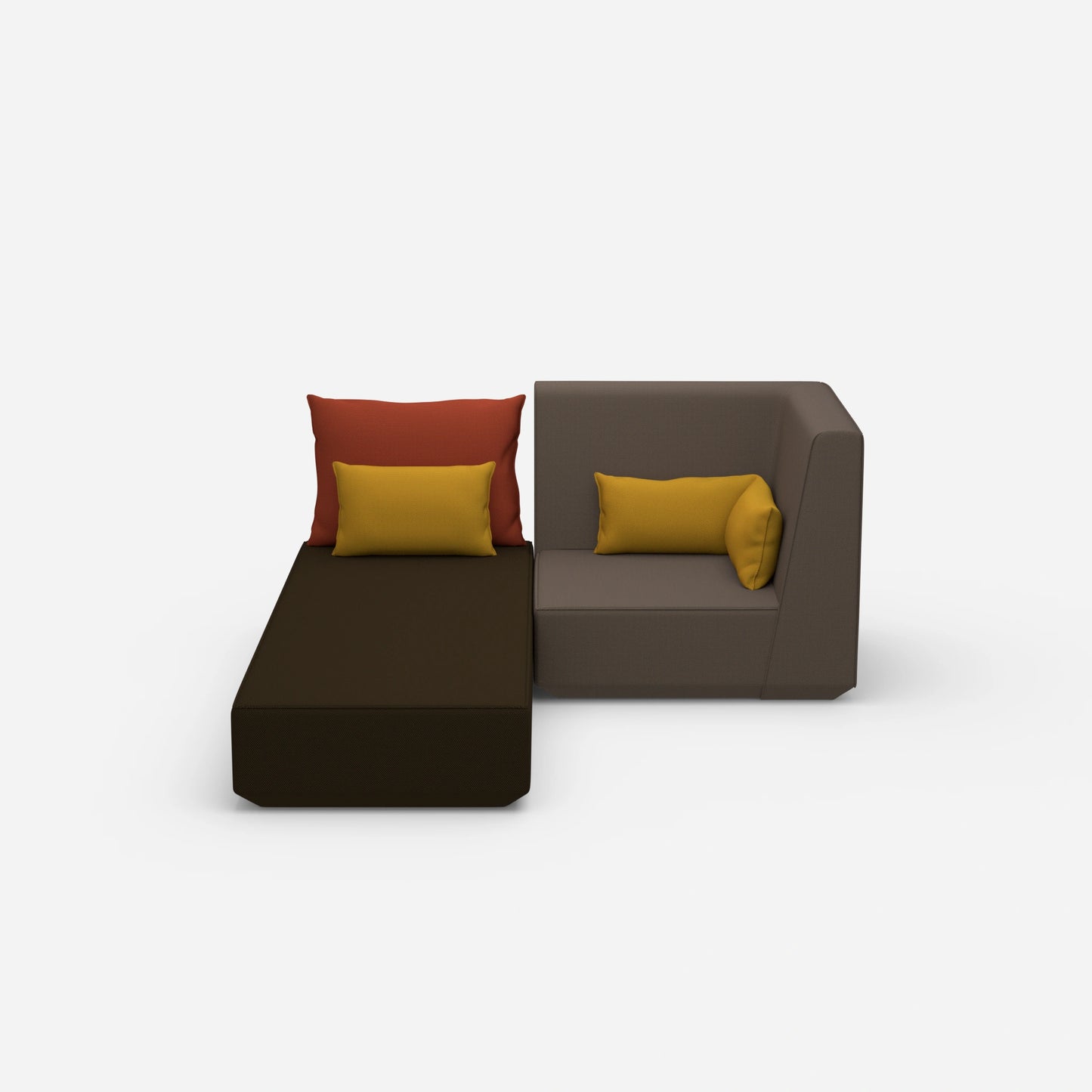 Sofa bed with armchair from the front