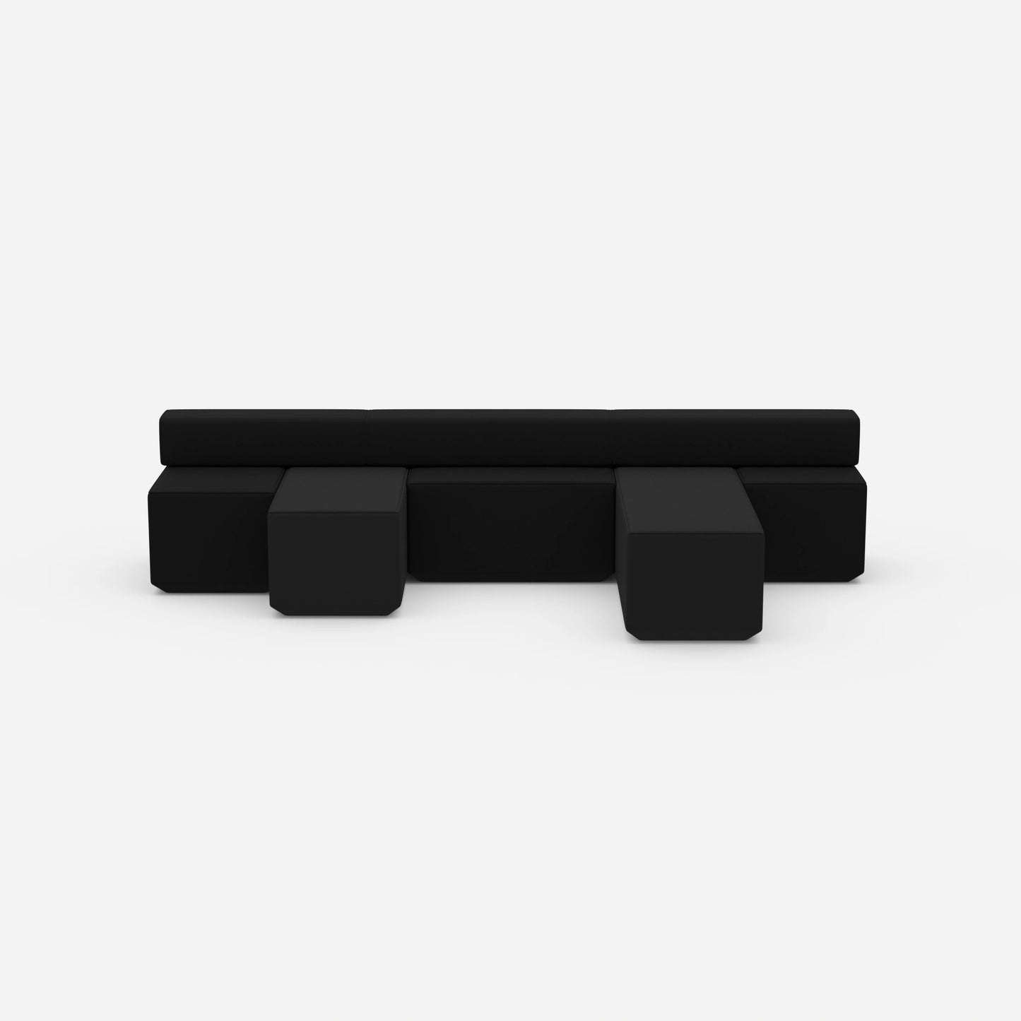 Black bench seat from the front