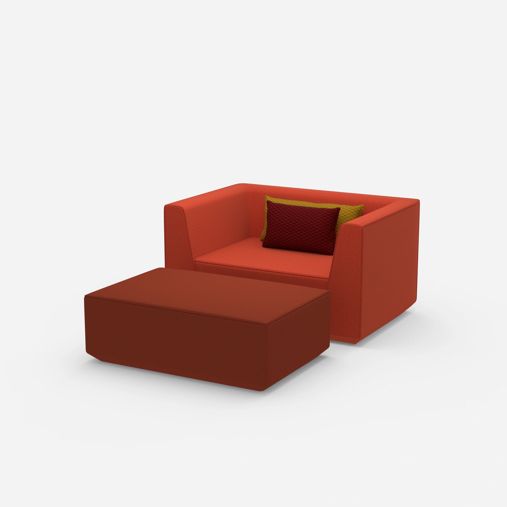 Armchair with footrest from the side