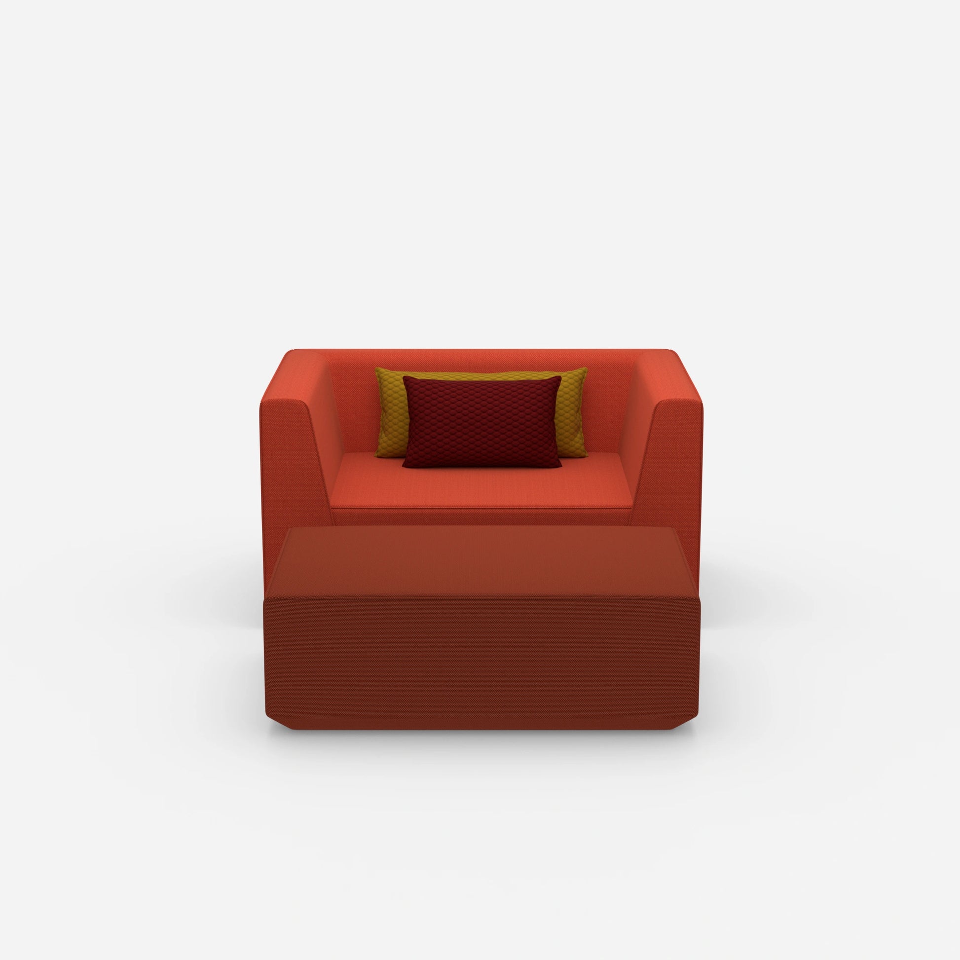 Armchair with footrest from the front