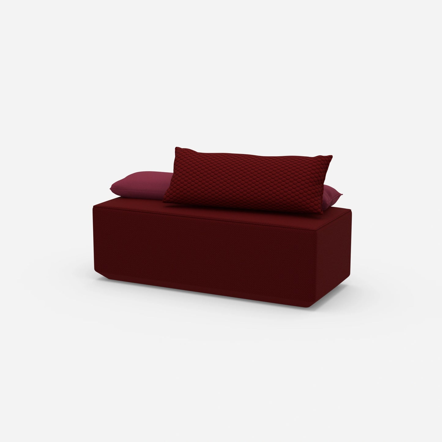 Bench in front of window, viewed from the side