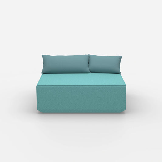 Turquoise pouf from the front