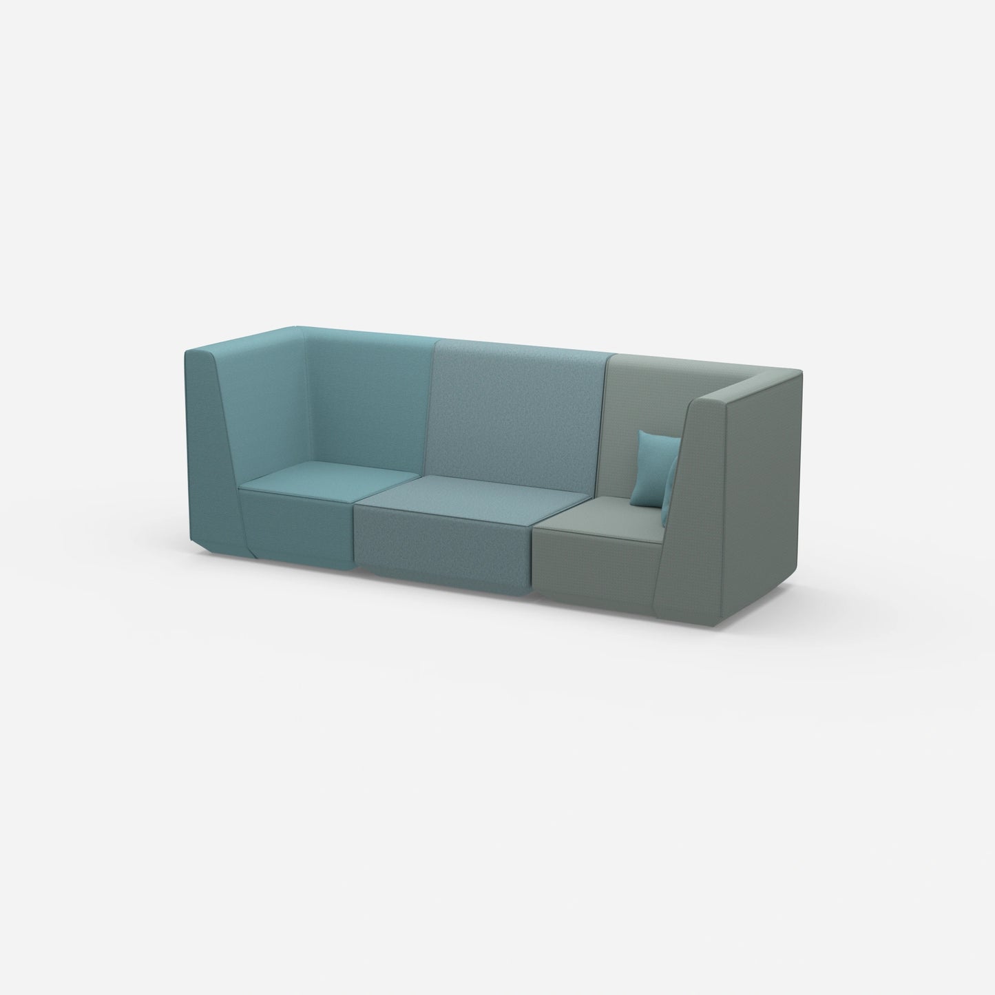 Sofa blue for 3 persons from the side