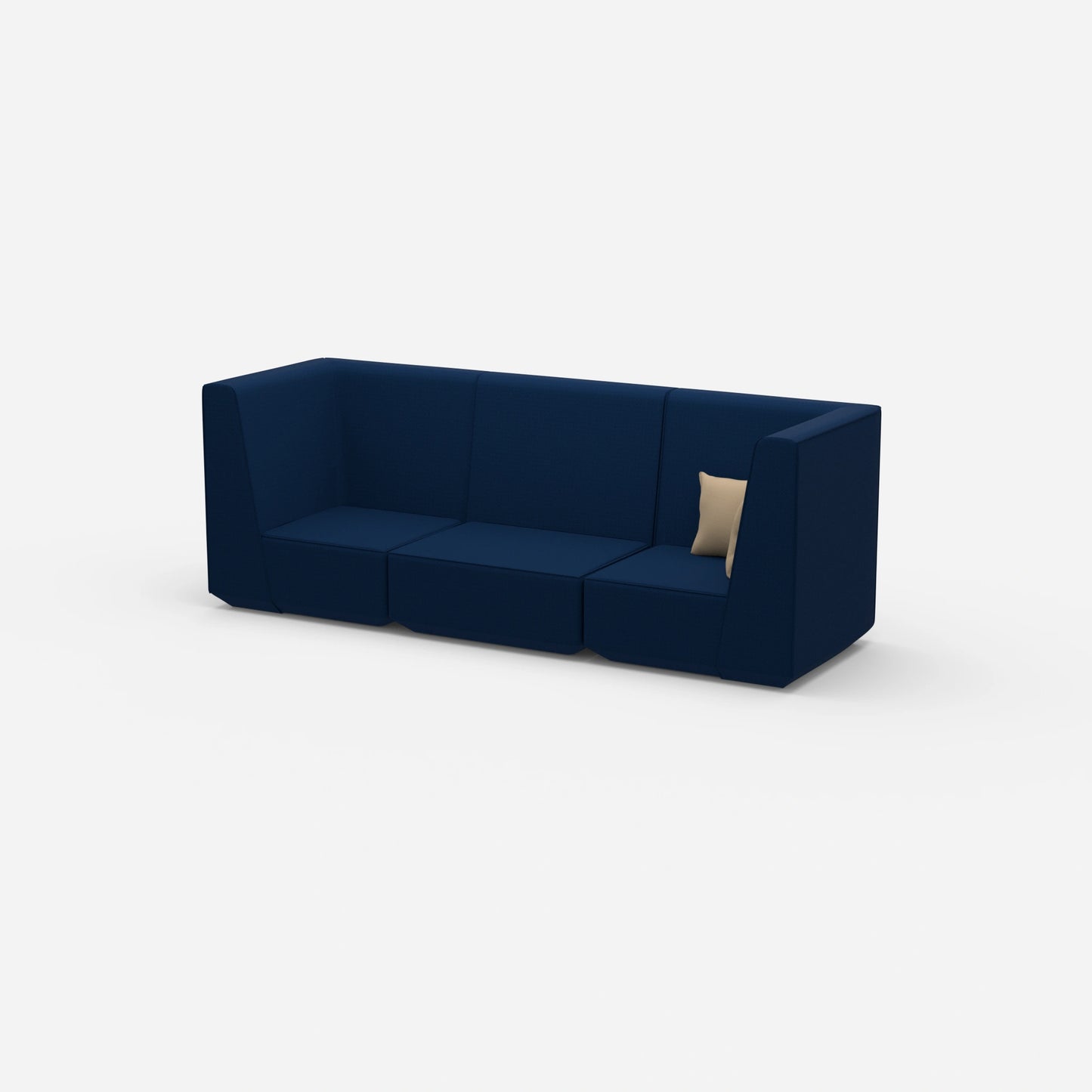Sofa blue for 3 persons from the side
