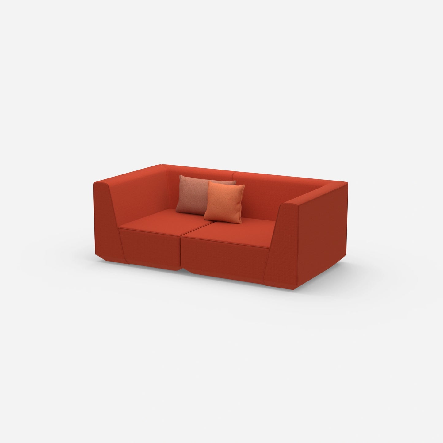 Sofa for 2 people in red from the side