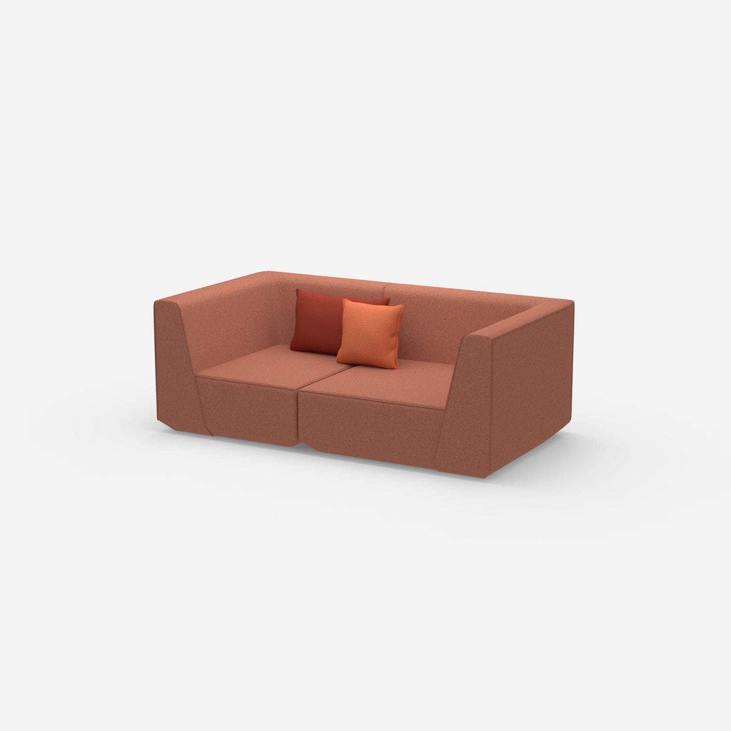 Sofa for 2 people in red from the side
