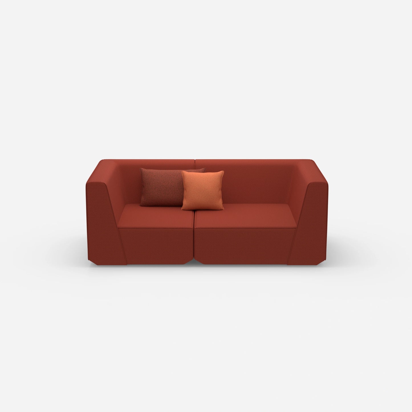 Sofa for 2 people in red from the front