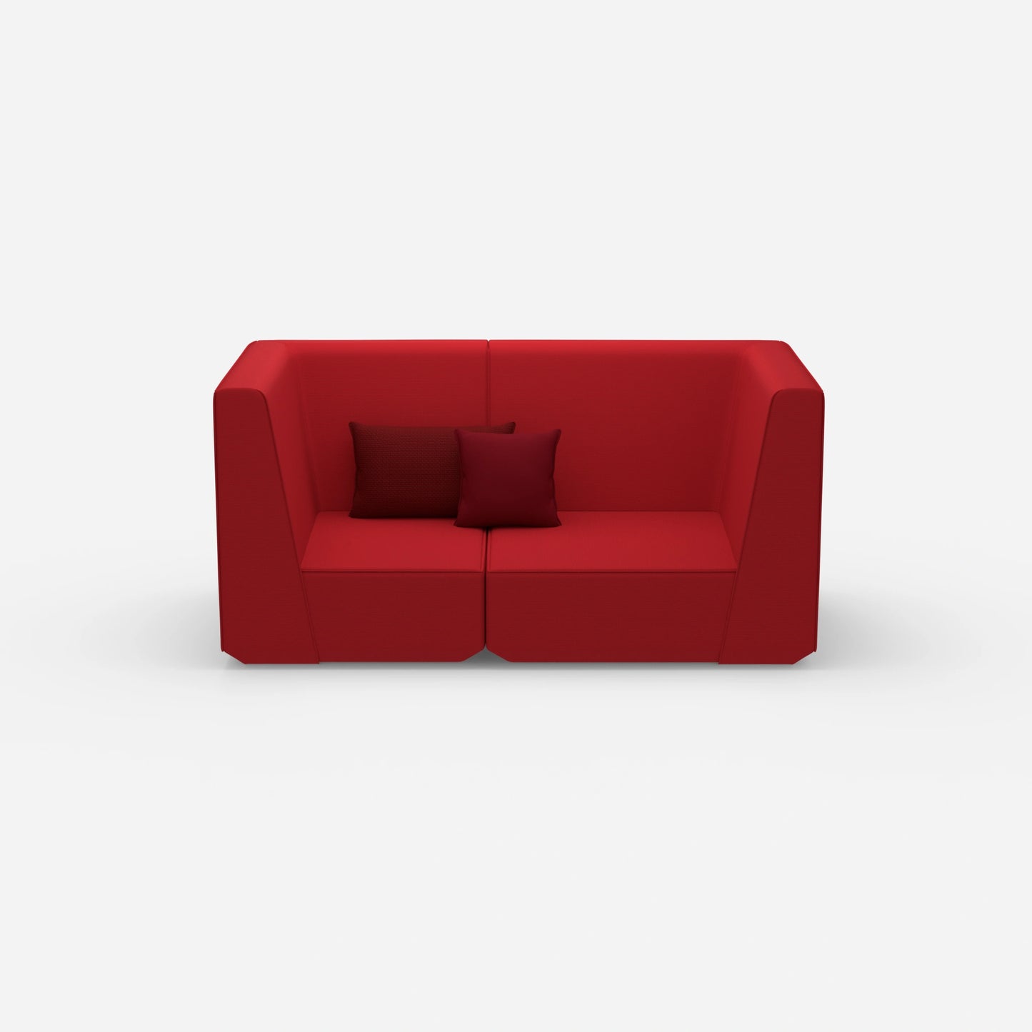 Sofa for 2 people in red from the front