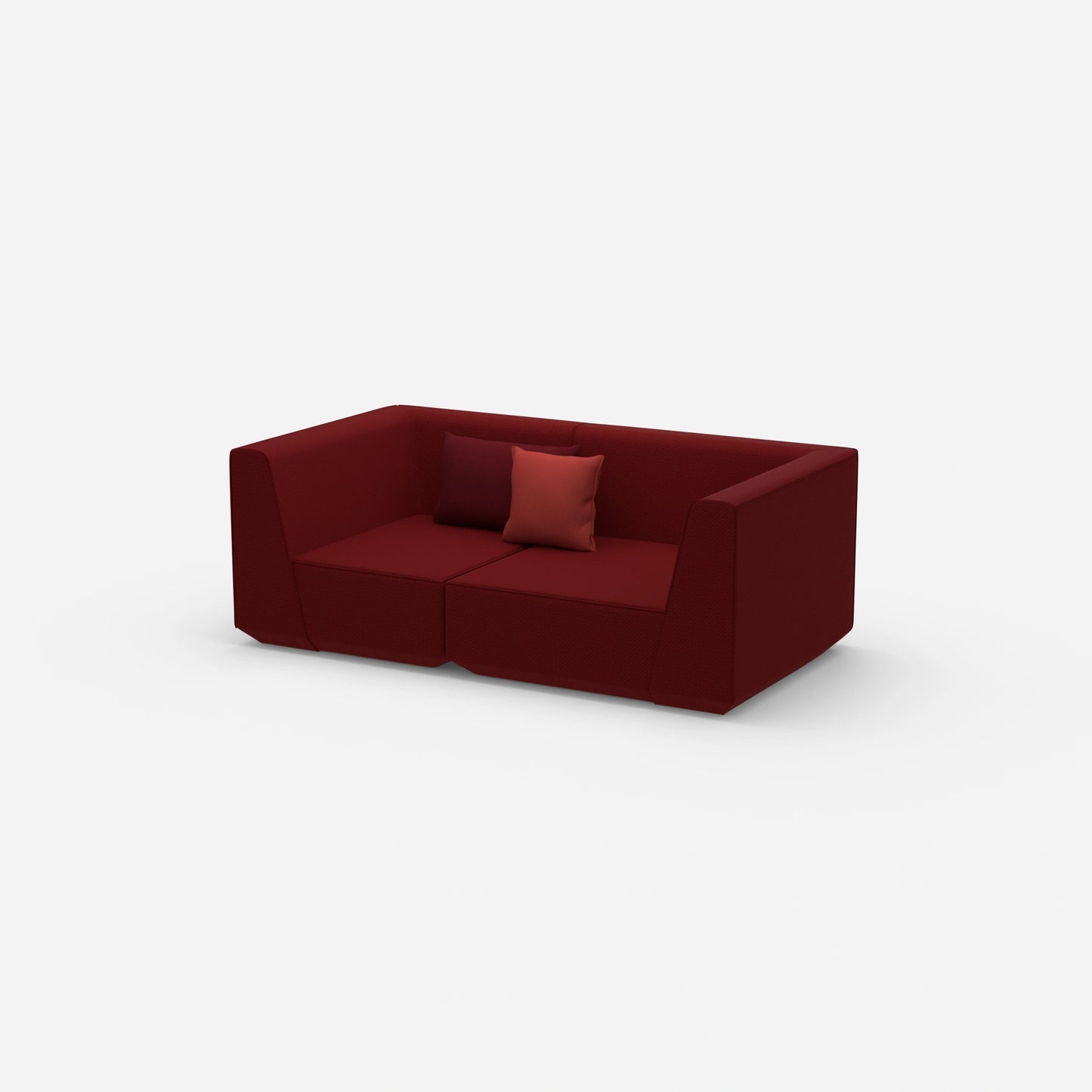 Sofa for 2 people in red from the side