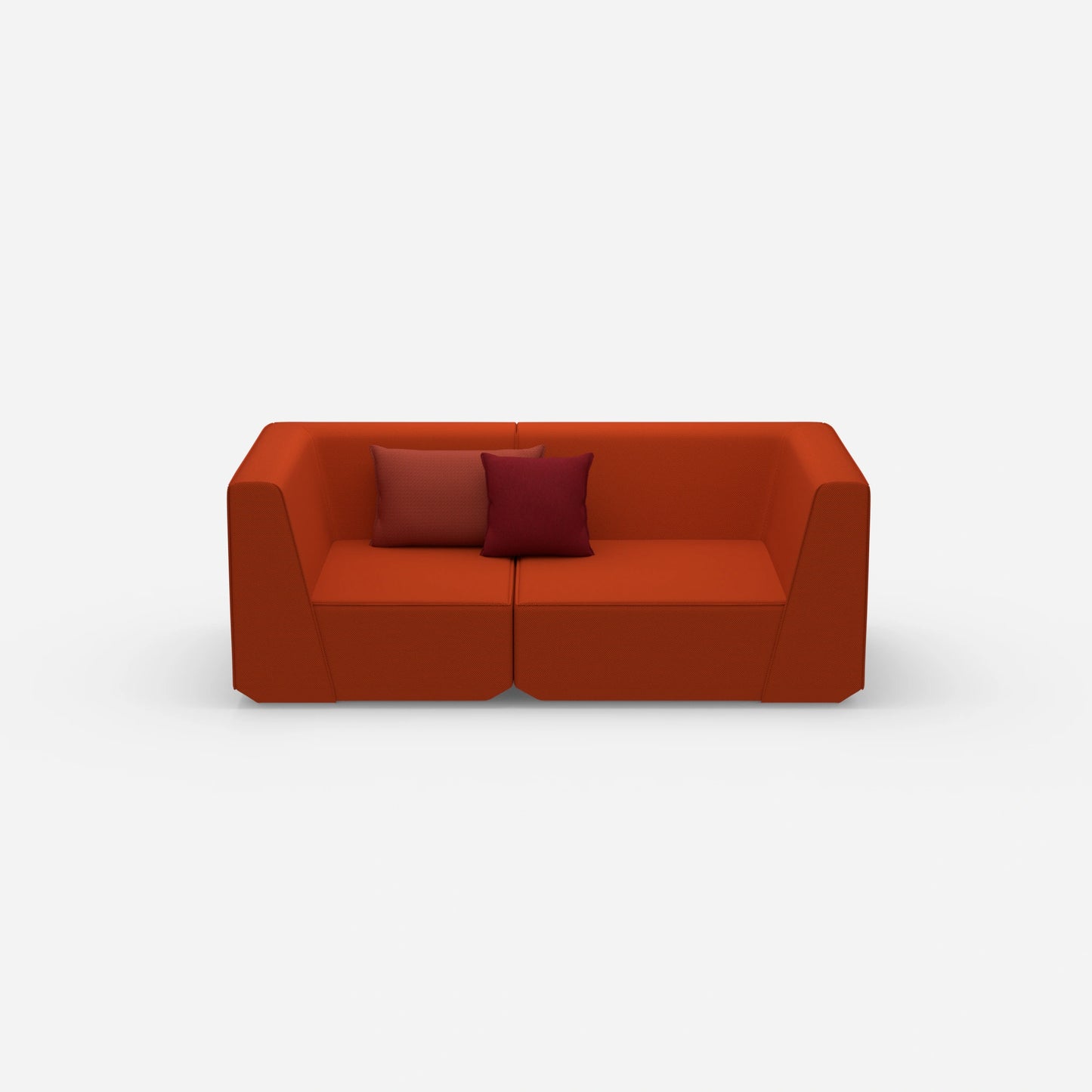Sofa for 2 people in red from the front