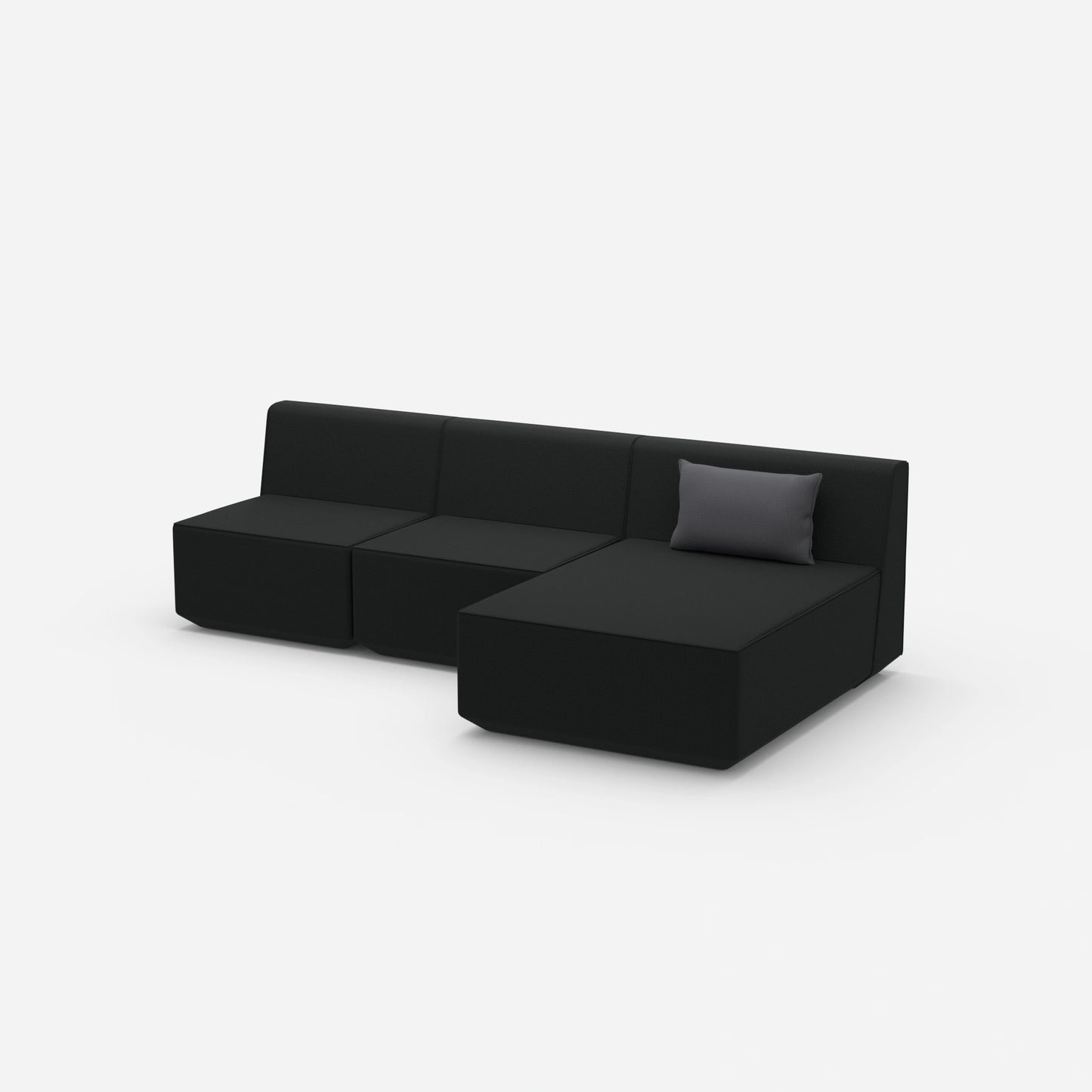 Sofa with chaise longue for 3 people from the side