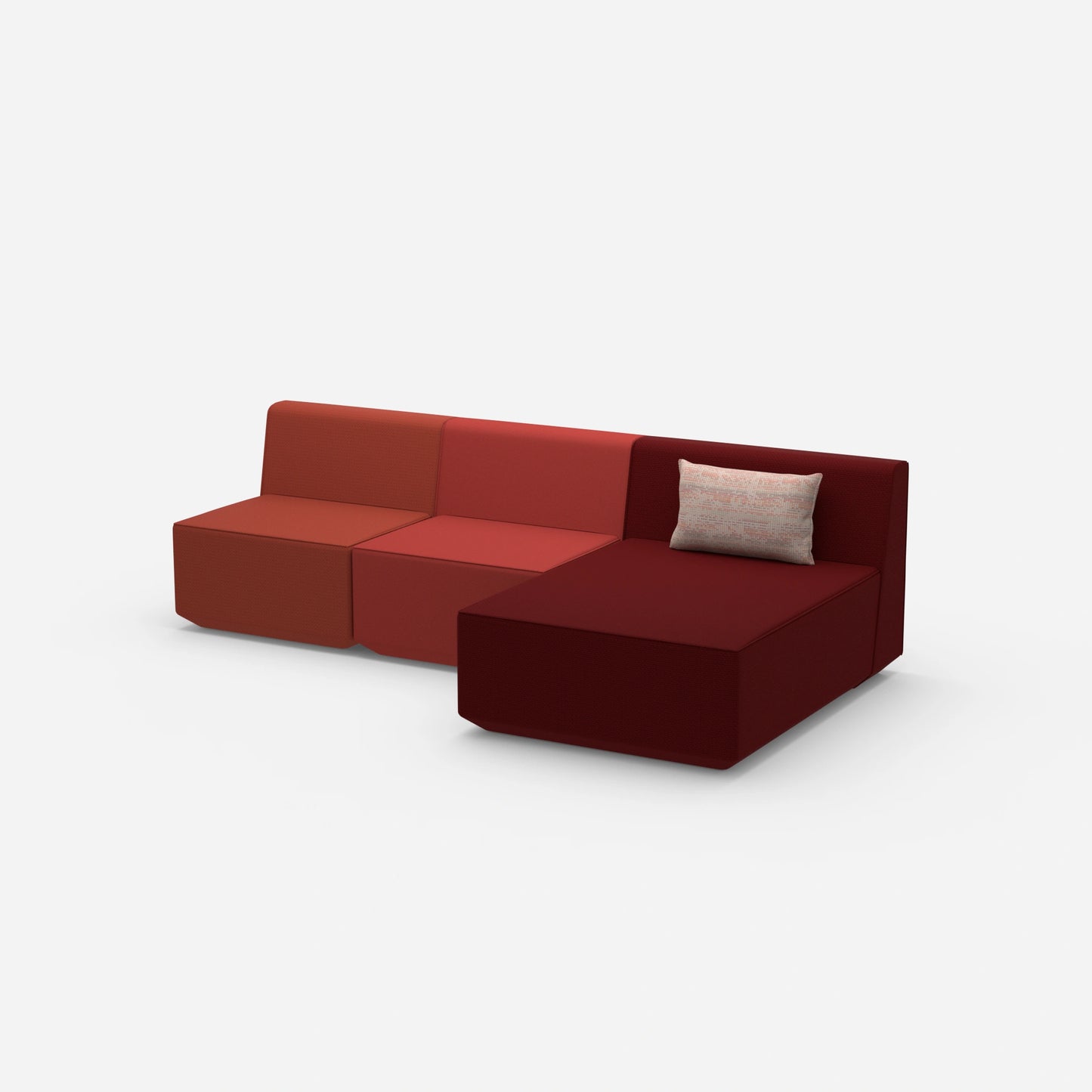 Sofa with chaise longue for 3 people from the side