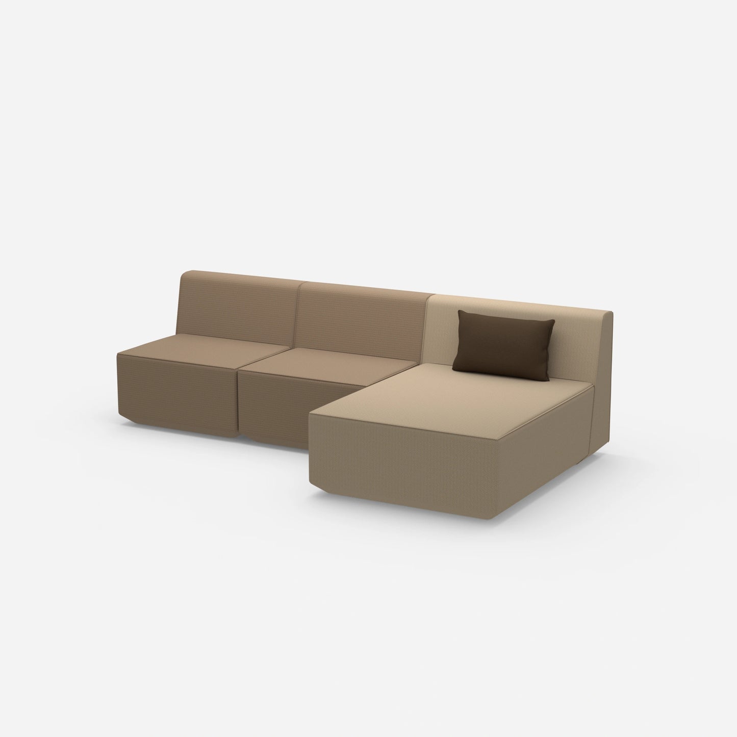 Sofa with chaise longue for 3 people from the side