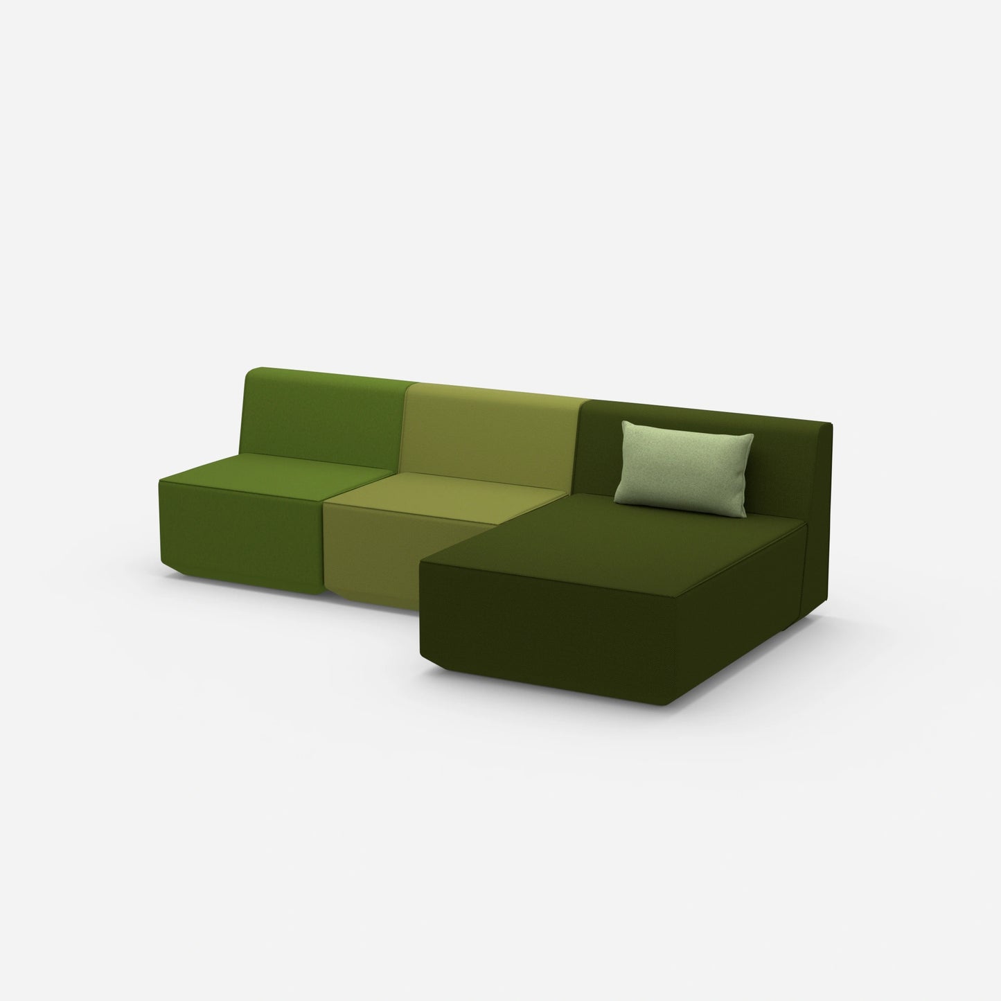 Sofa with chaise longue for 3 people from the side