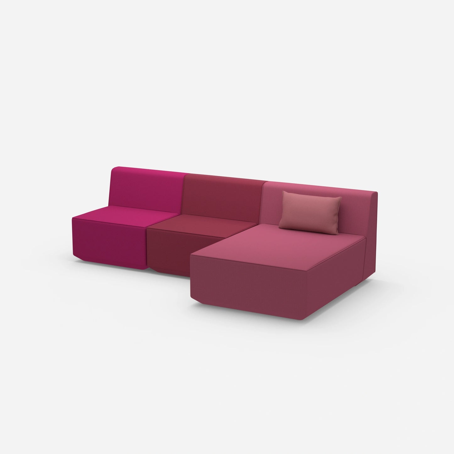 Sofa with chaise longue for 3 people from the side